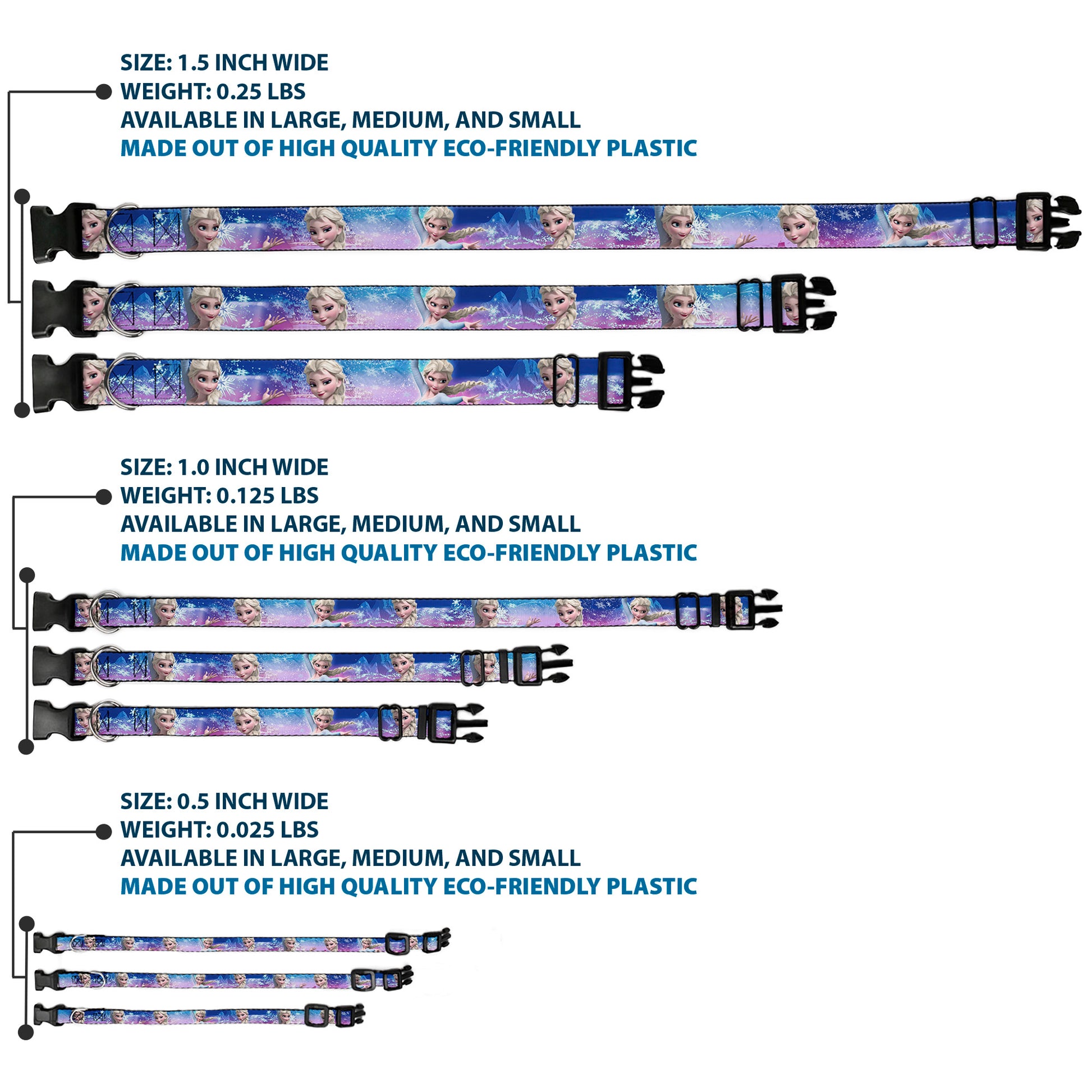 Plastic Clip Collar - Elsa the Snow Queen Poses/Castle & Snowy Mountains Blue-Pink Fade Plastic Clip Collars Disney