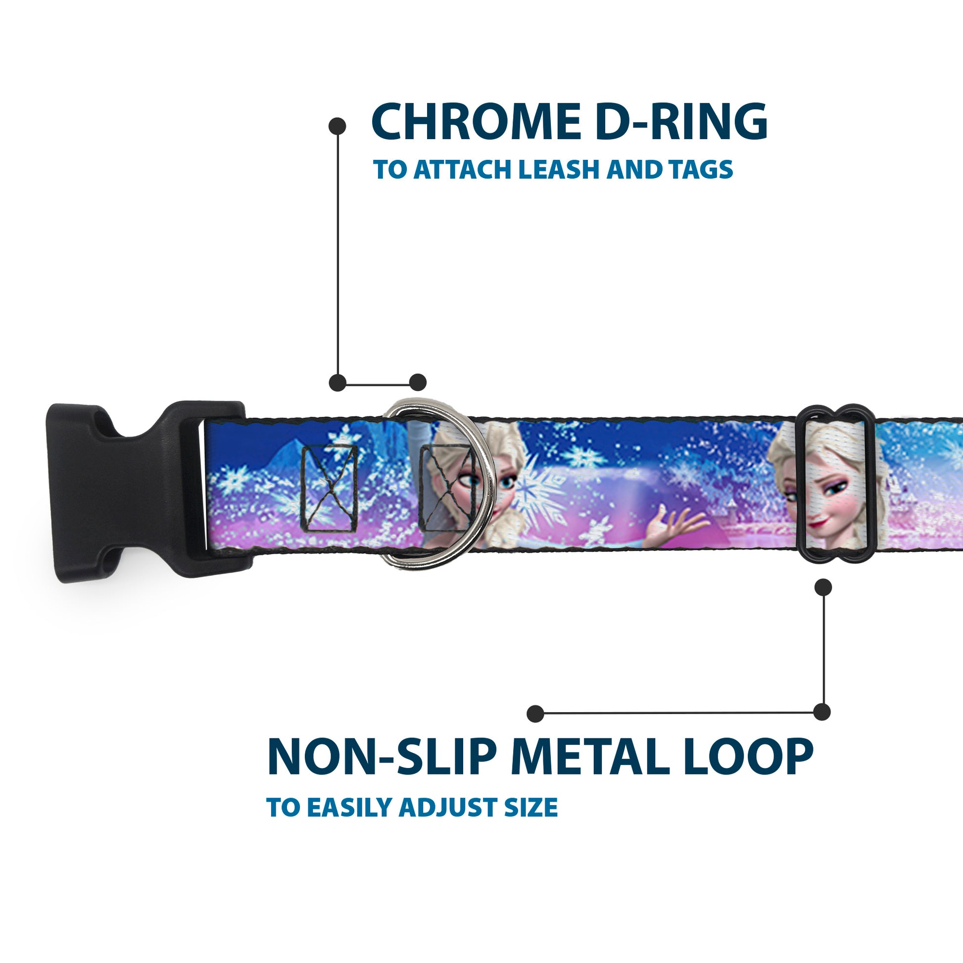 Plastic Clip Collar - Elsa the Snow Queen Poses/Castle & Snowy Mountains Blue-Pink Fade Plastic Clip Collars Disney