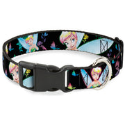 Plastic Clip Collar - Glowing Tinker Bell Poses/Butterflies & Flowers Black/Multi Neon Plastic Clip Collars Disney