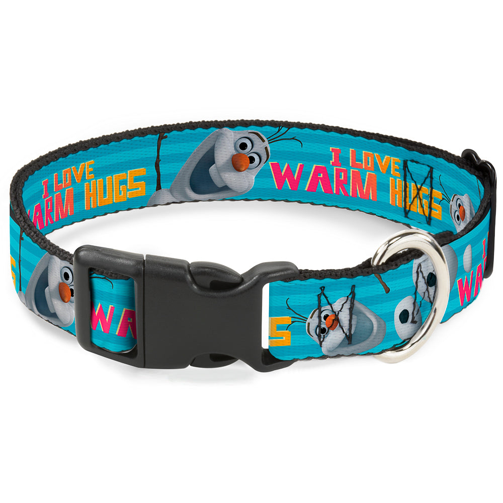 Plastic Clip Collar - Olaf Pose I LOVE WARM HUGS Stripe Blues Plastic Clip Collars Disney