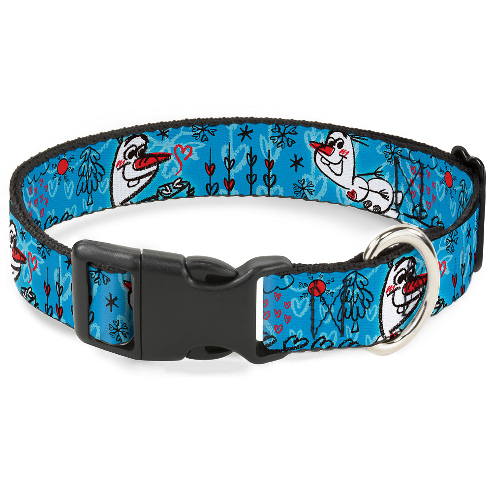 Plastic Clip Collar - Olaf Heart Raindrop Sketch Blues/Black Plastic Clip Collars Disney