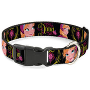 Plastic Clip Collar - ANNA Poses/Anna Monogram Heart Cameo Pinks/Yellow Plastic Clip Collars Disney