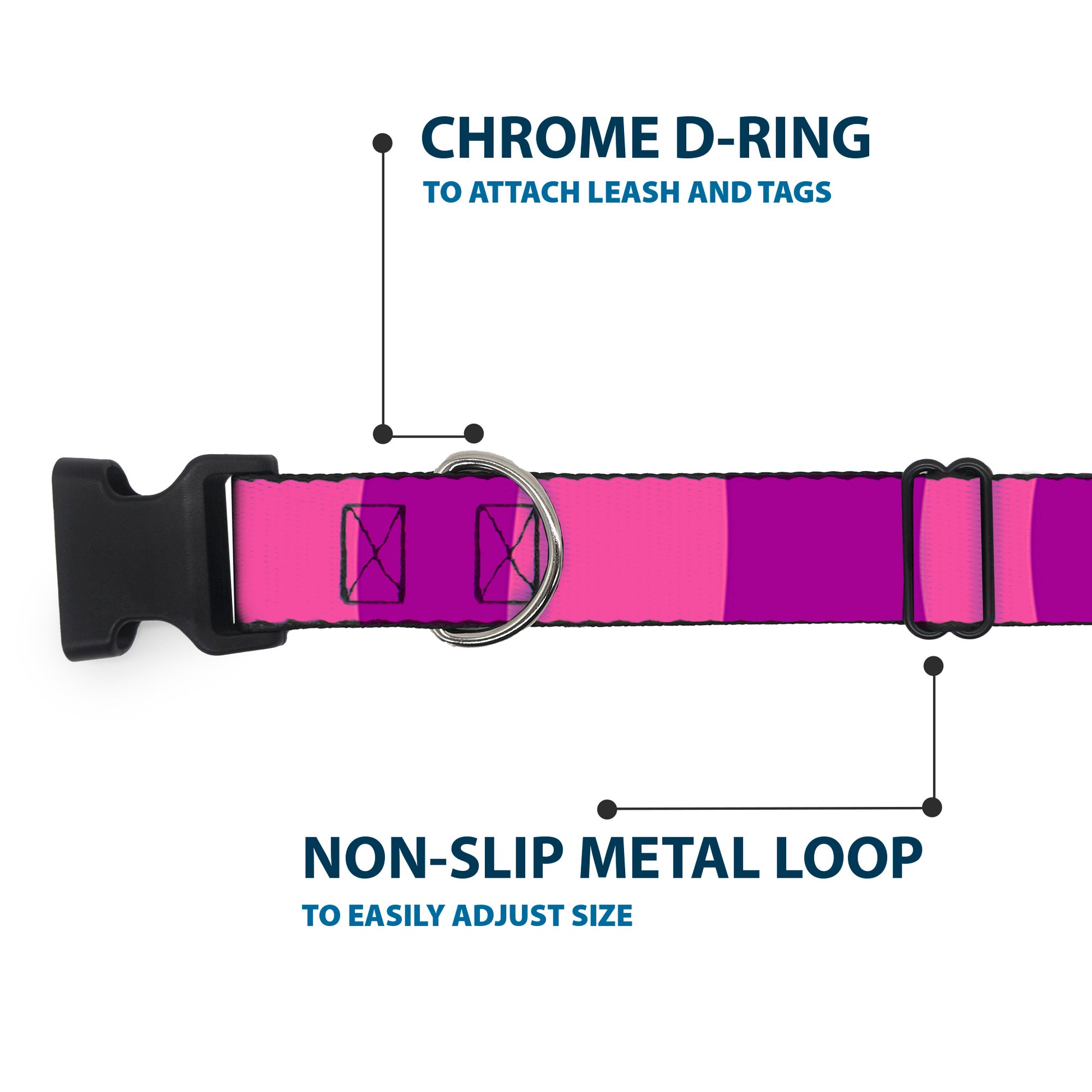 Plastic Clip Collar - Cheshire Cat Stripe Pink/Purple Plastic Clip Collars Disney