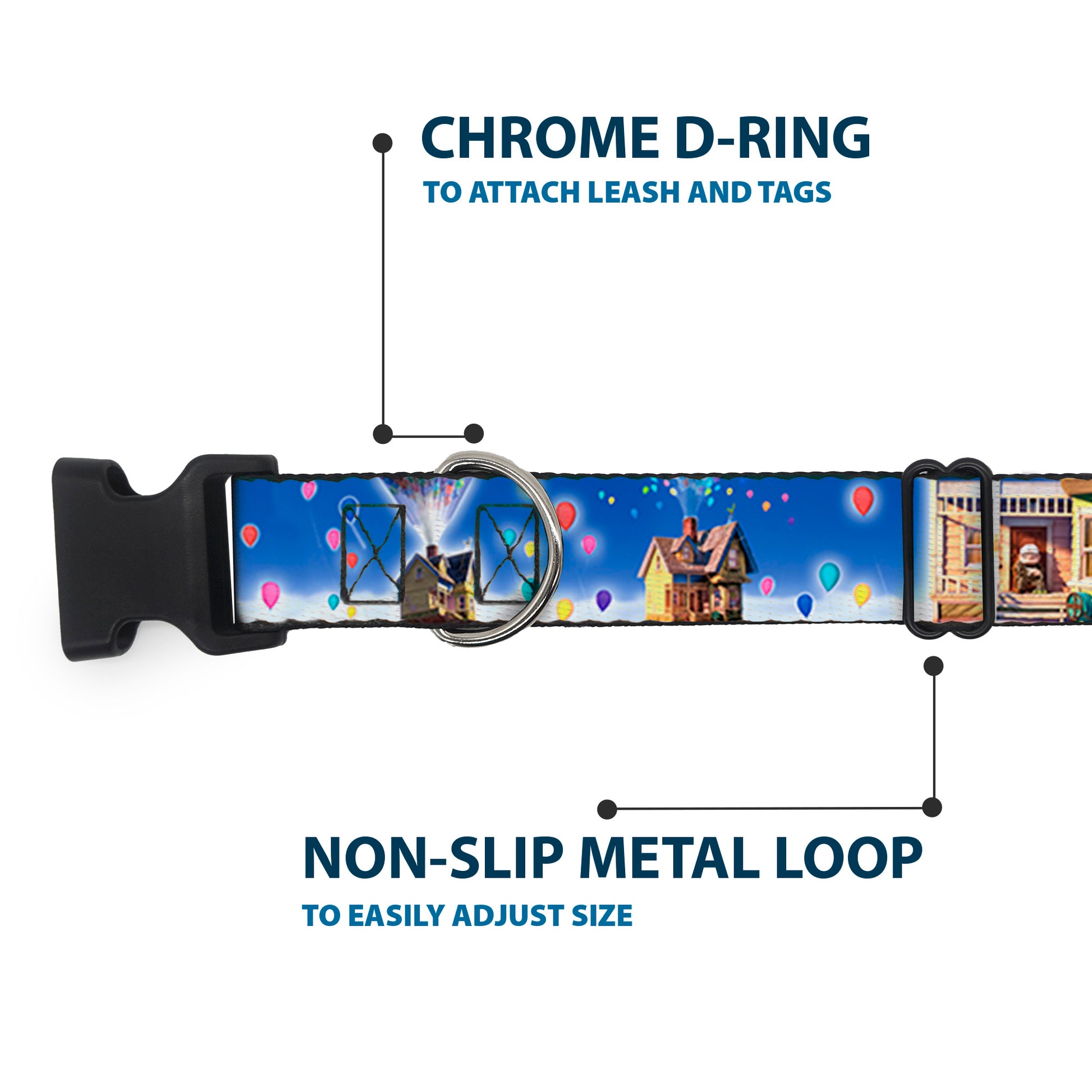 Plastic Clip Collar - Up Carl on Porch/Flying House/Balloons Plastic Clip Collars Disney