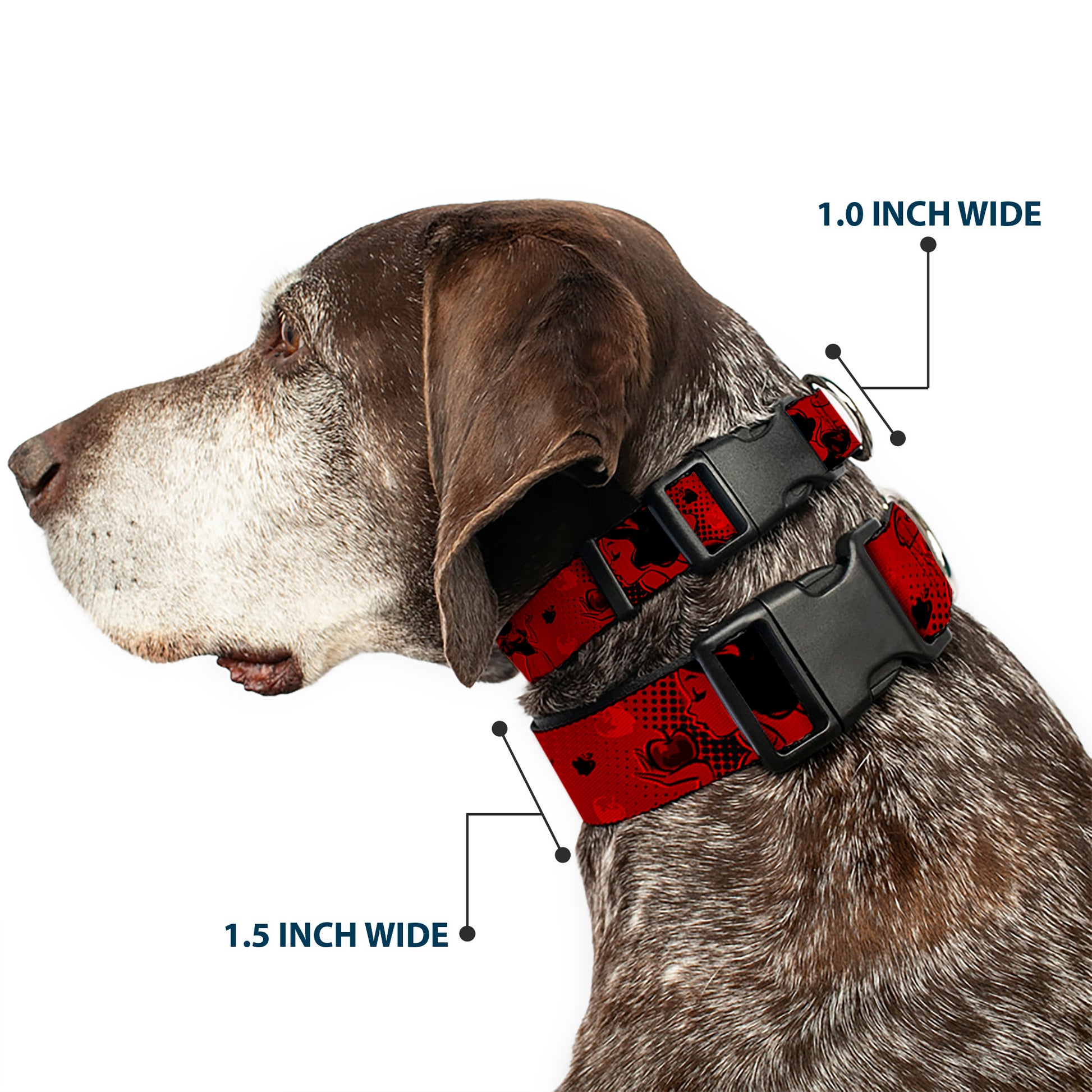 Plastic Clip Collar - SNOW WHITE Poses/Apple Halftone Reds/Black Plastic Clip Collars Disney