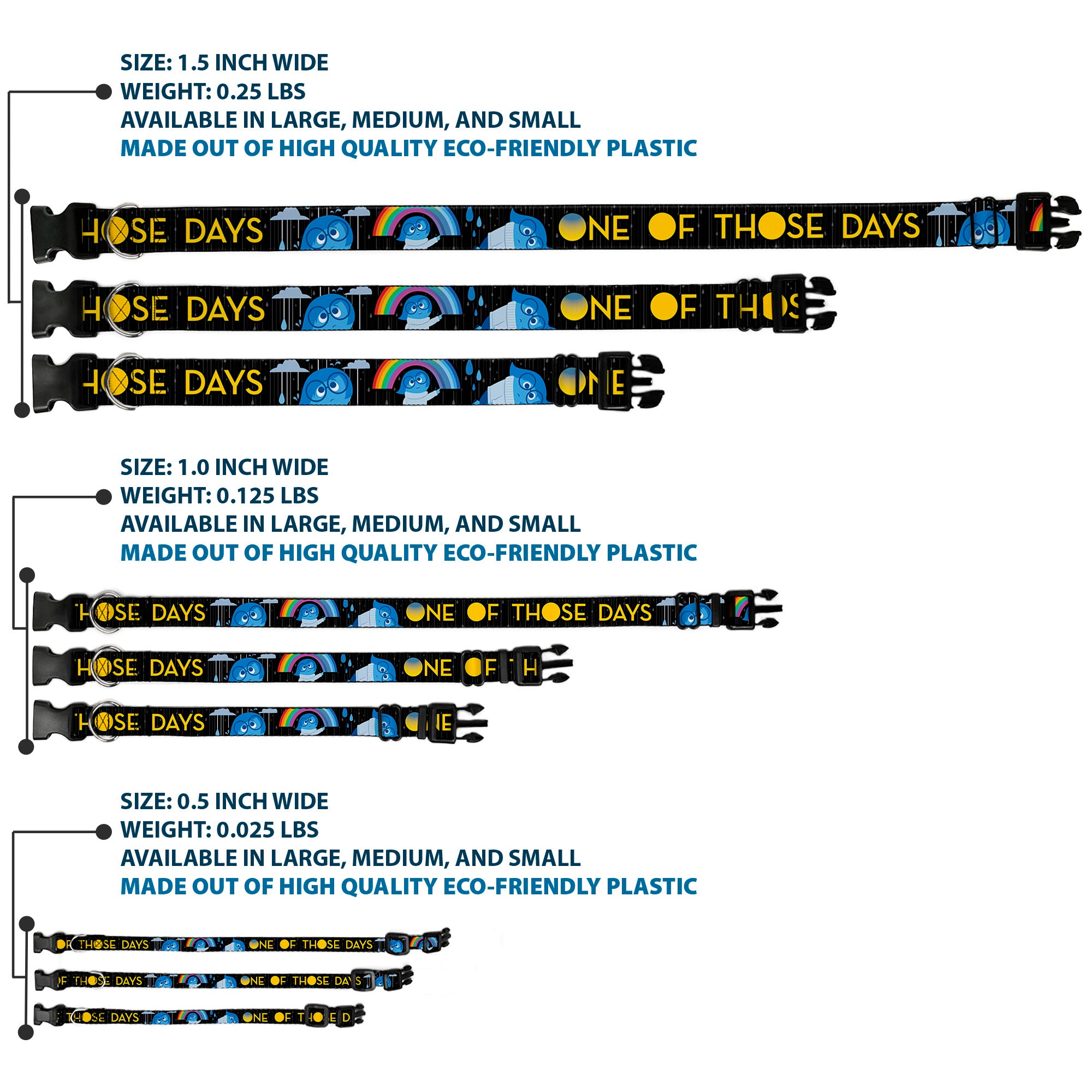 Plastic Clip Collar - Joy Poses/Rain ONE OF THOSE DAYS Black/Gray/Blues/Yellow Plastic Clip Collars Disney