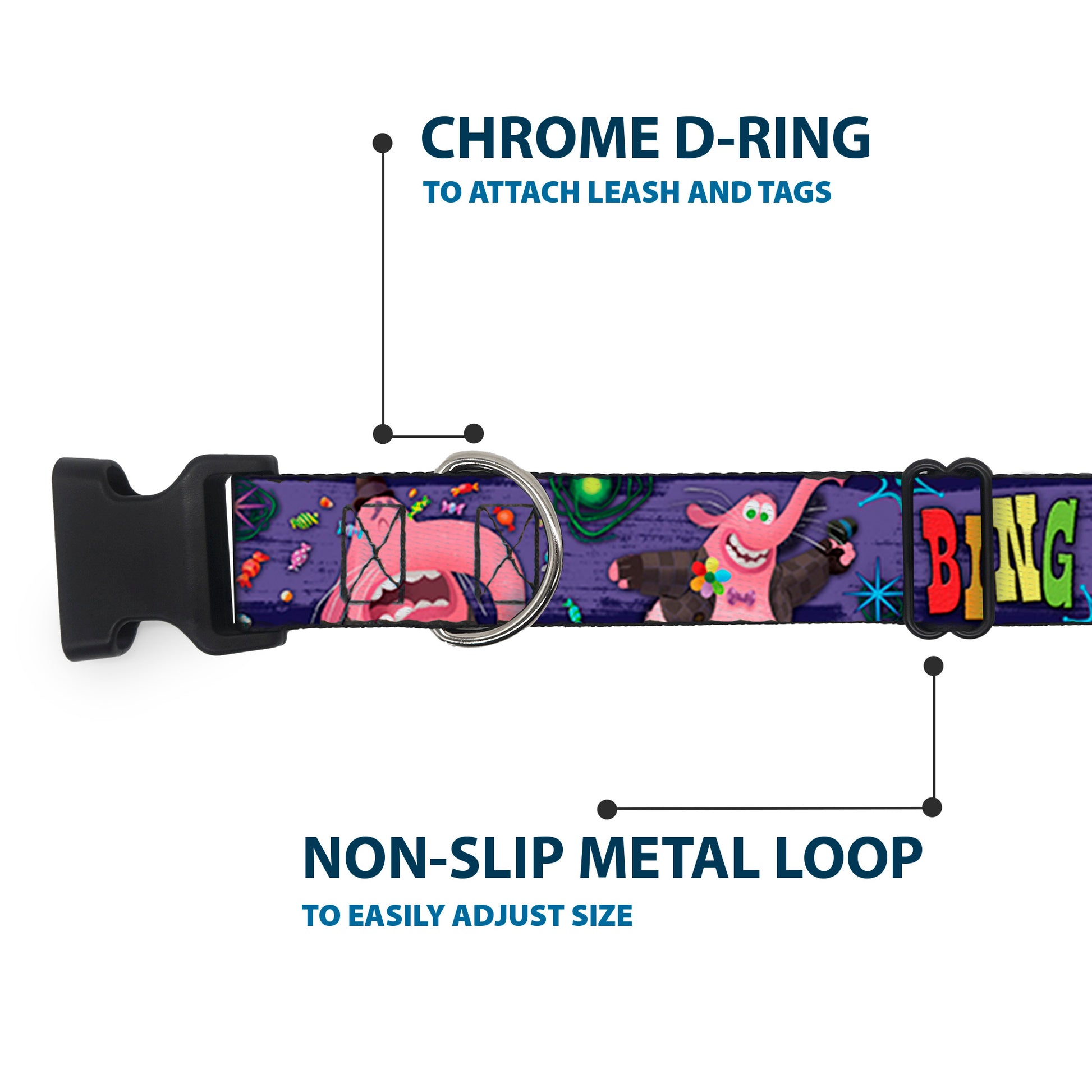 Plastic Clip Collar - BING BONG Poses/Candy Purples/Multi Color Plastic Clip Collars Disney