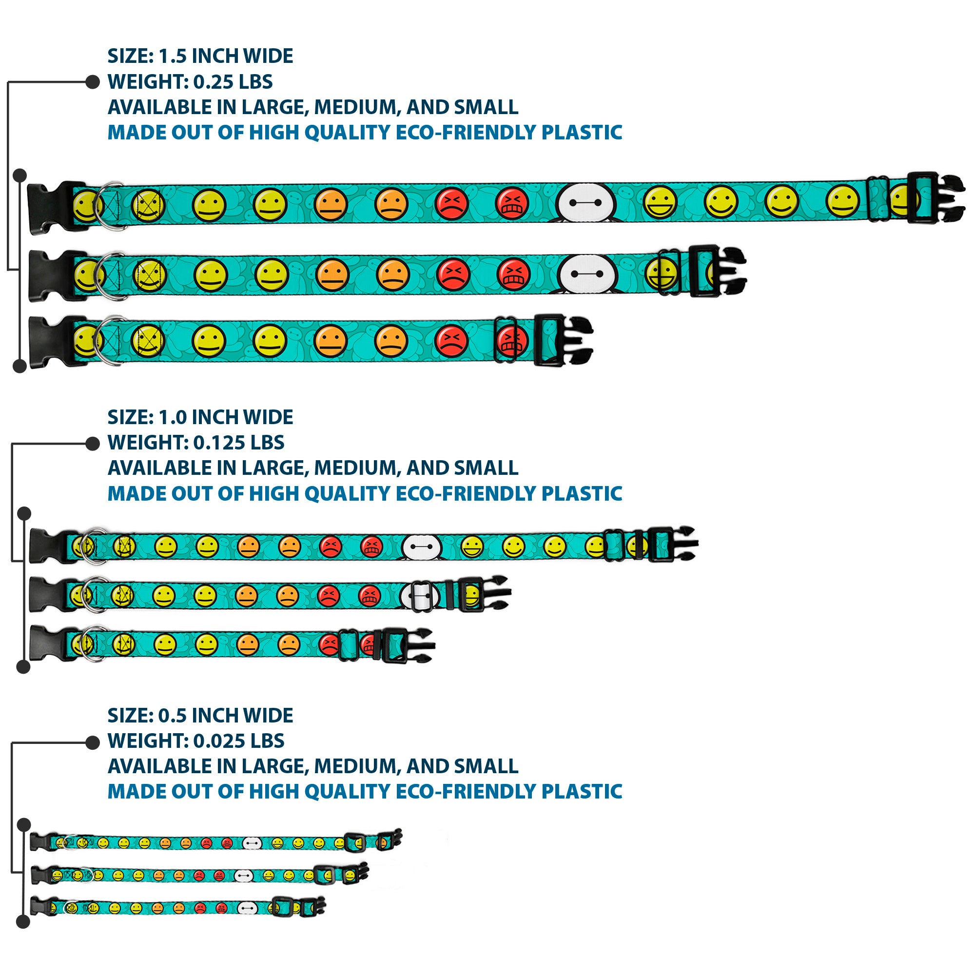Plastic Clip Collar - Baymax/Mood Expressions/Baymax Scattered Turquoise Plastic Clip Collars Disney
