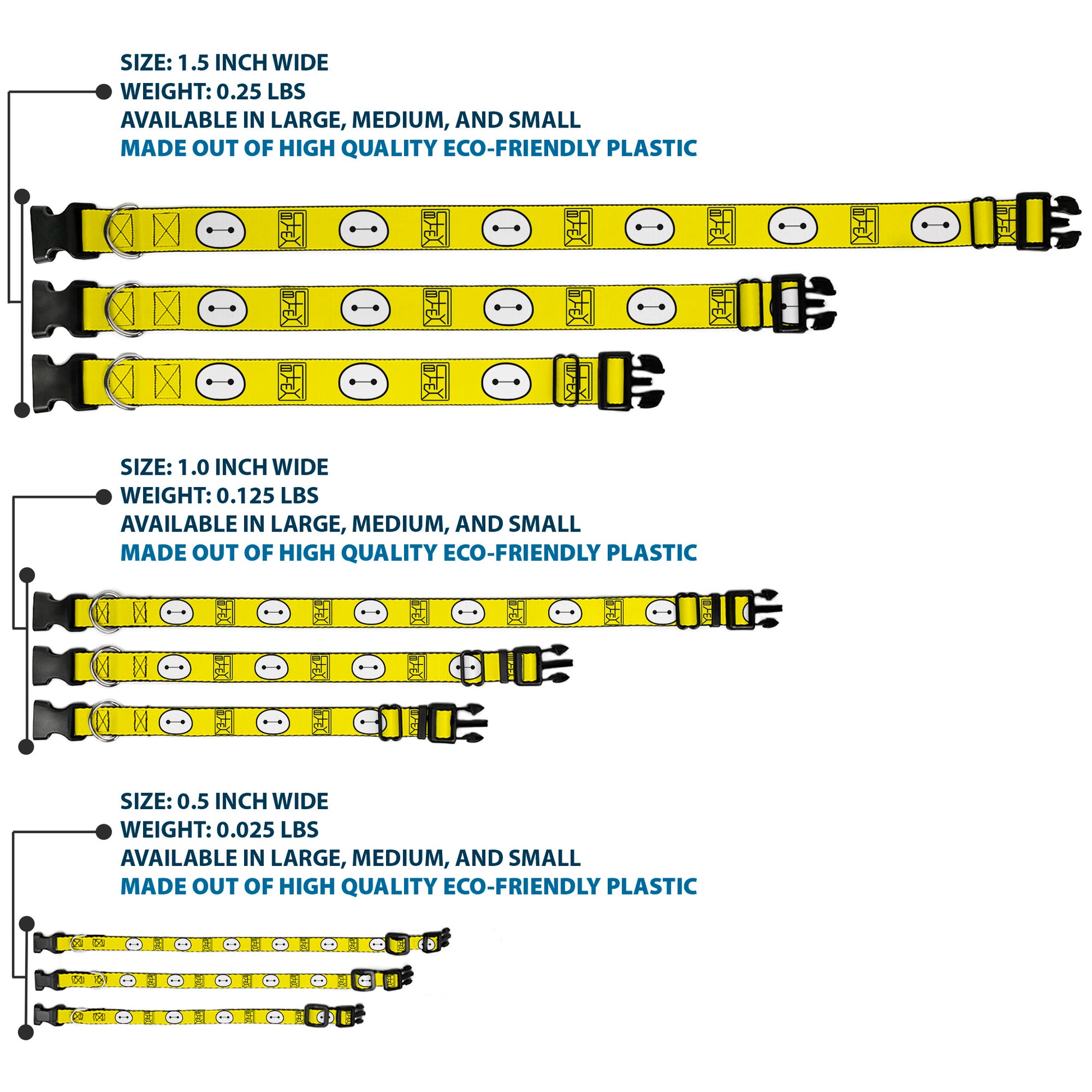 Plastic Clip Collar - BAYMAX Hanko/Face Yellow/Black/White Plastic Clip Collars Disney