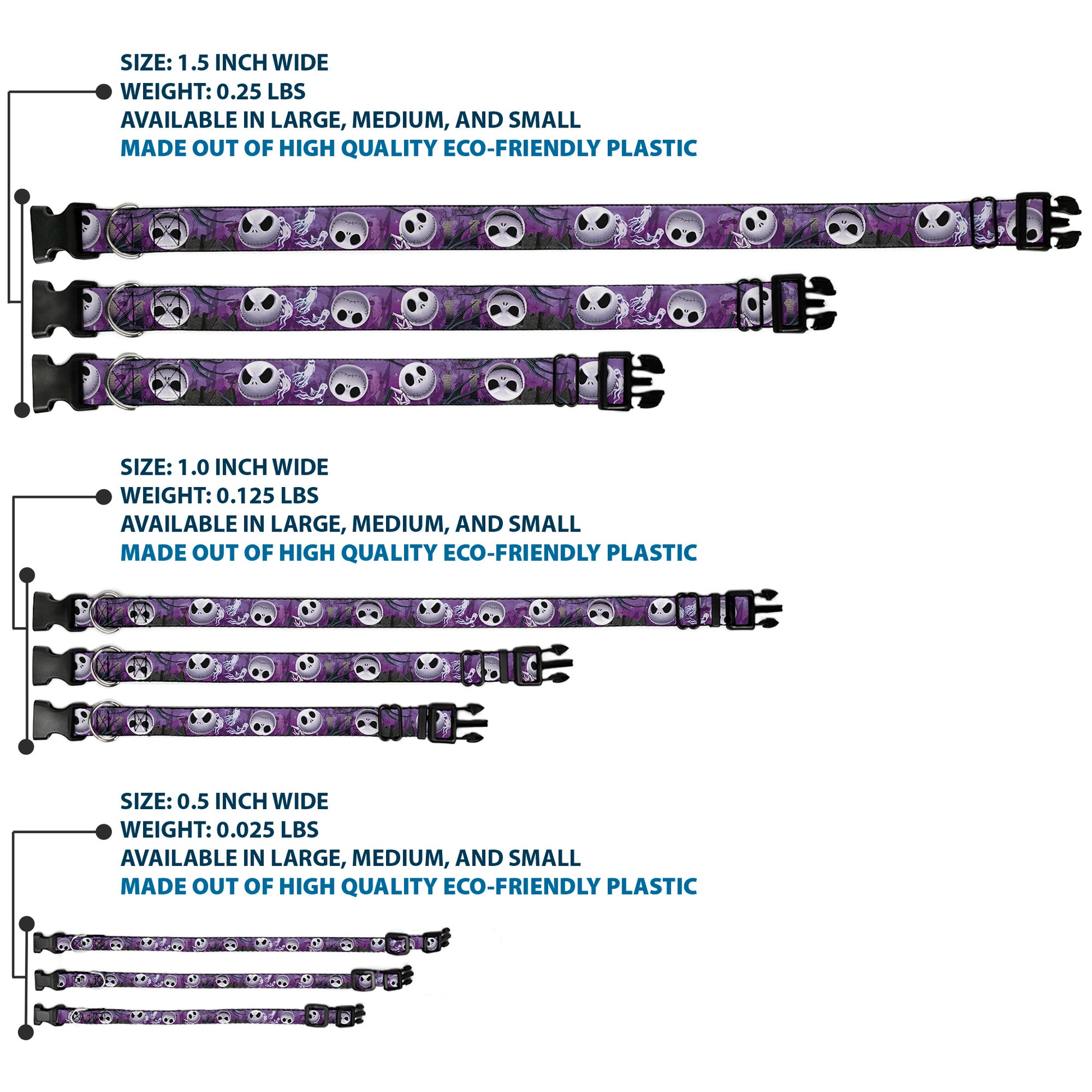 Plastic Clip Collar - Jack Expressions/Ghosts in Cemetery Purples/Grays/White Plastic Clip Collars Disney