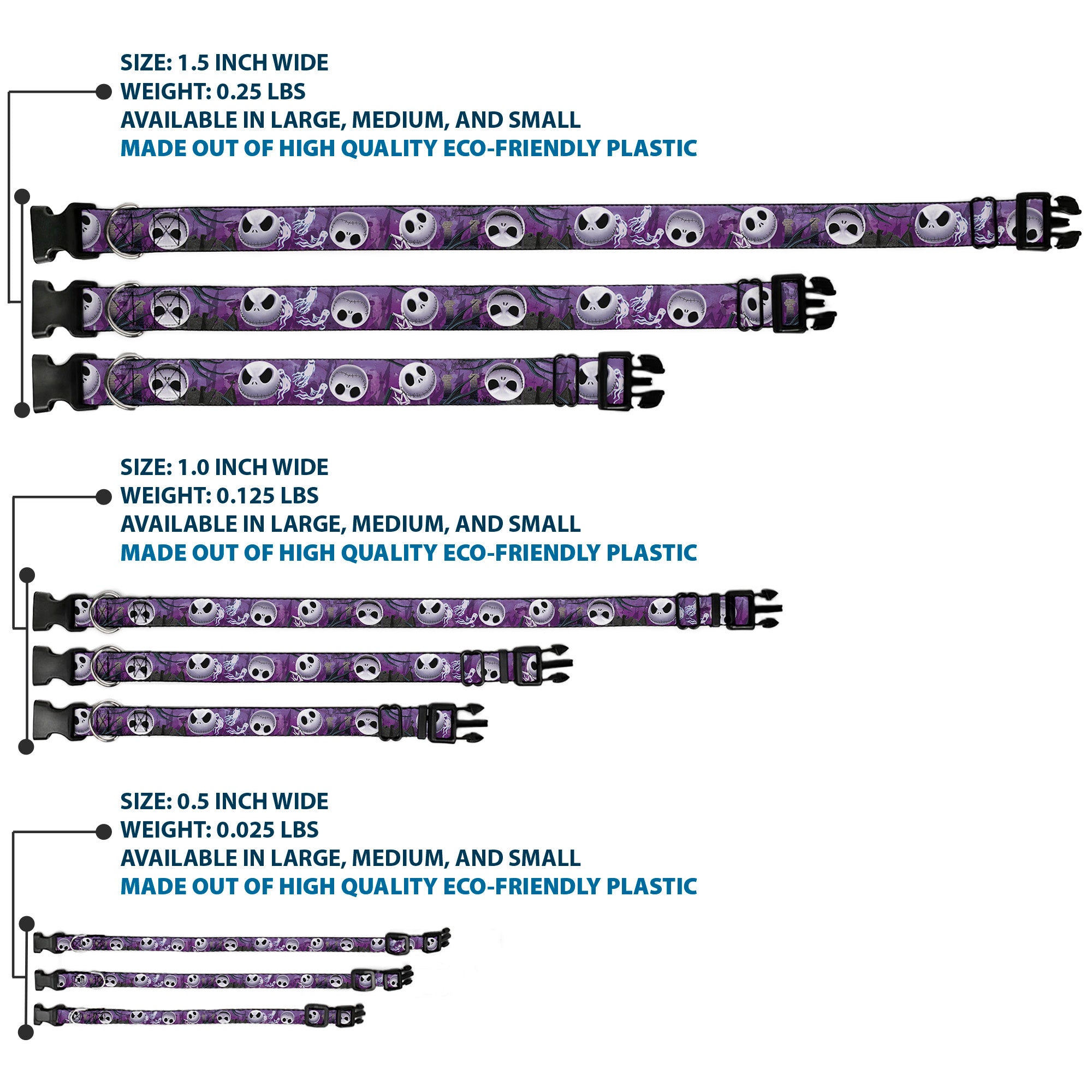 Plastic Clip Collar - Jack Expressions/Ghosts in Cemetery Purples/Grays/White Plastic Clip Collars Disney