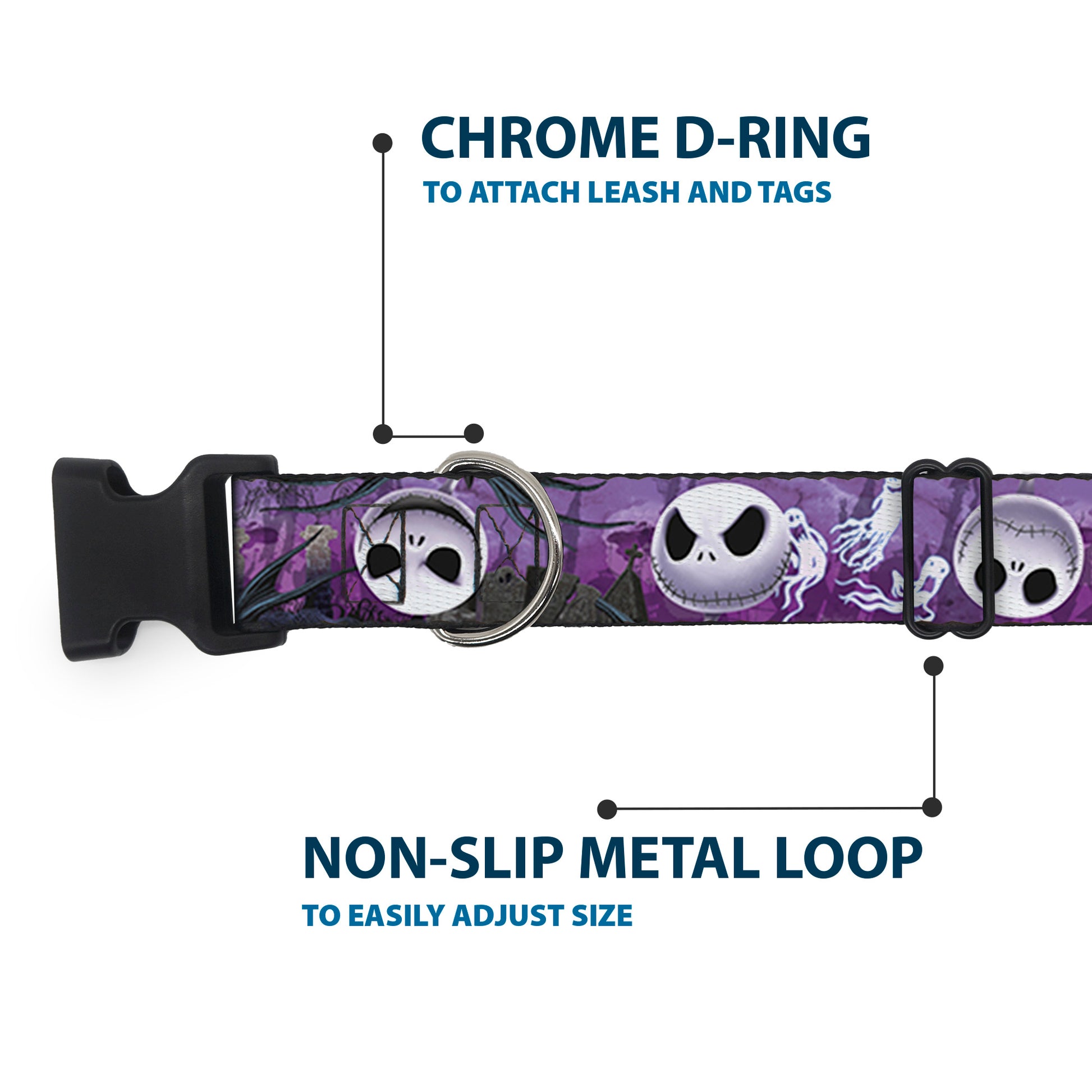 Plastic Clip Collar - Jack Expressions/Ghosts in Cemetery Purples/Grays/White Plastic Clip Collars Disney