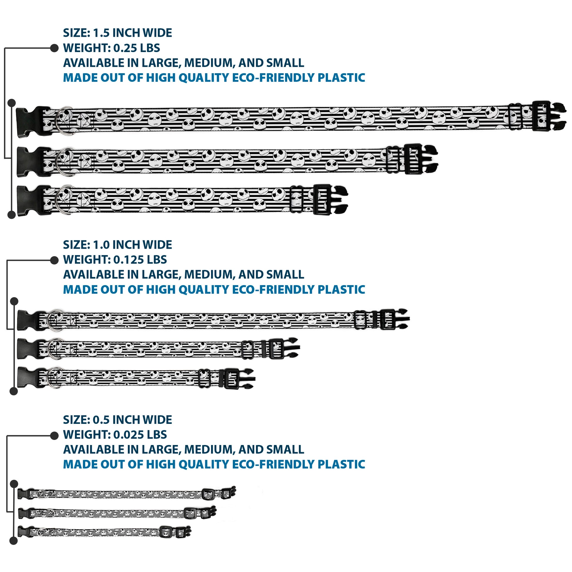 Plastic Clip Collar - Jack Expressions/Stripe White/Black Plastic Clip Collars Disney