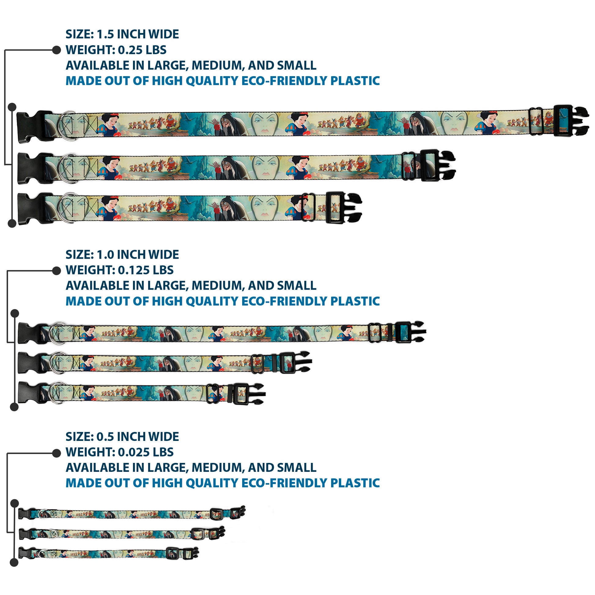 Plastic Clip Collar - Snow White/Dwarves/Old Witch/Evil Queen Scenes Plastic Clip Collars Disney