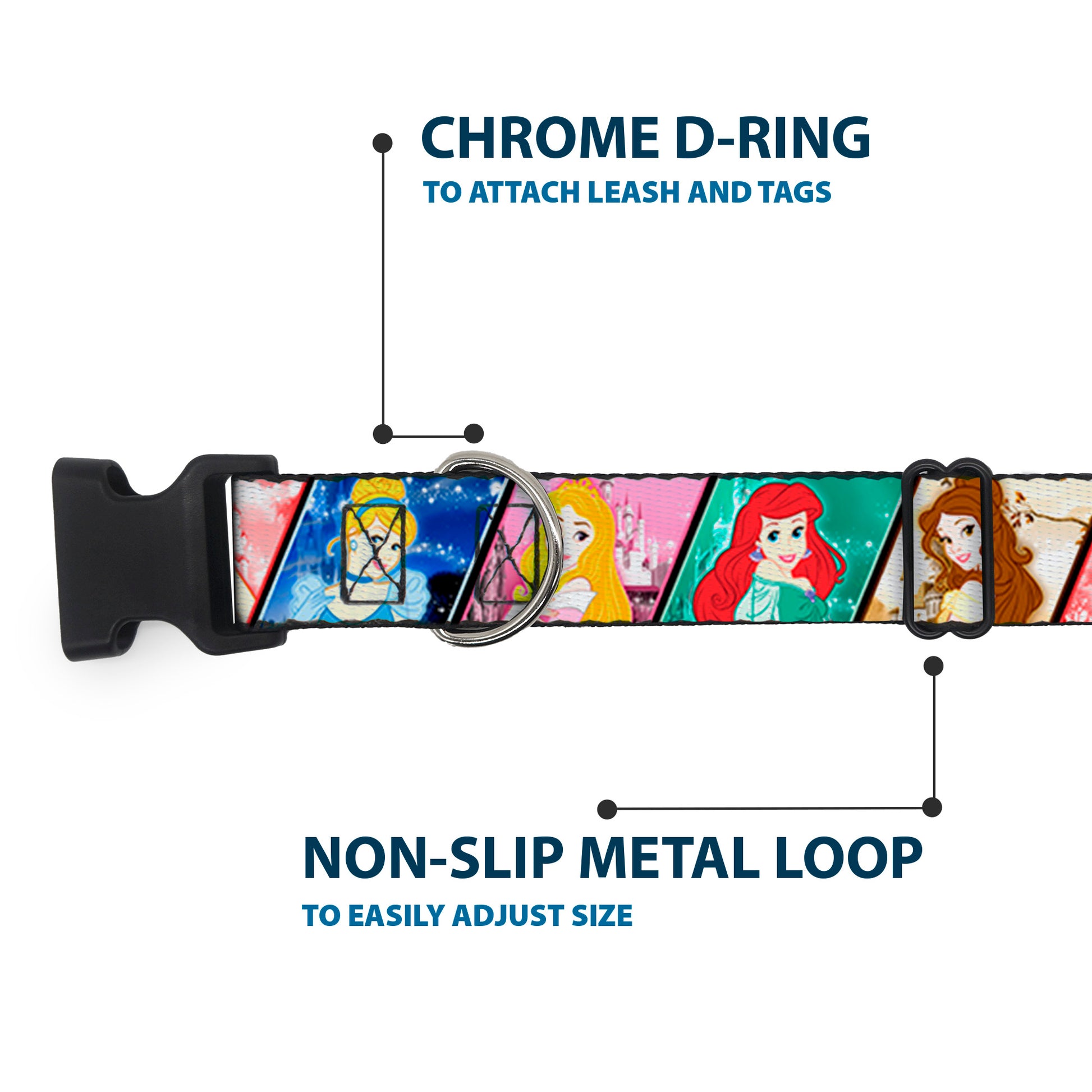 Plastic Clip Collar - Disney Princess Poses/Castle Blocks Plastic Clip Collars Disney