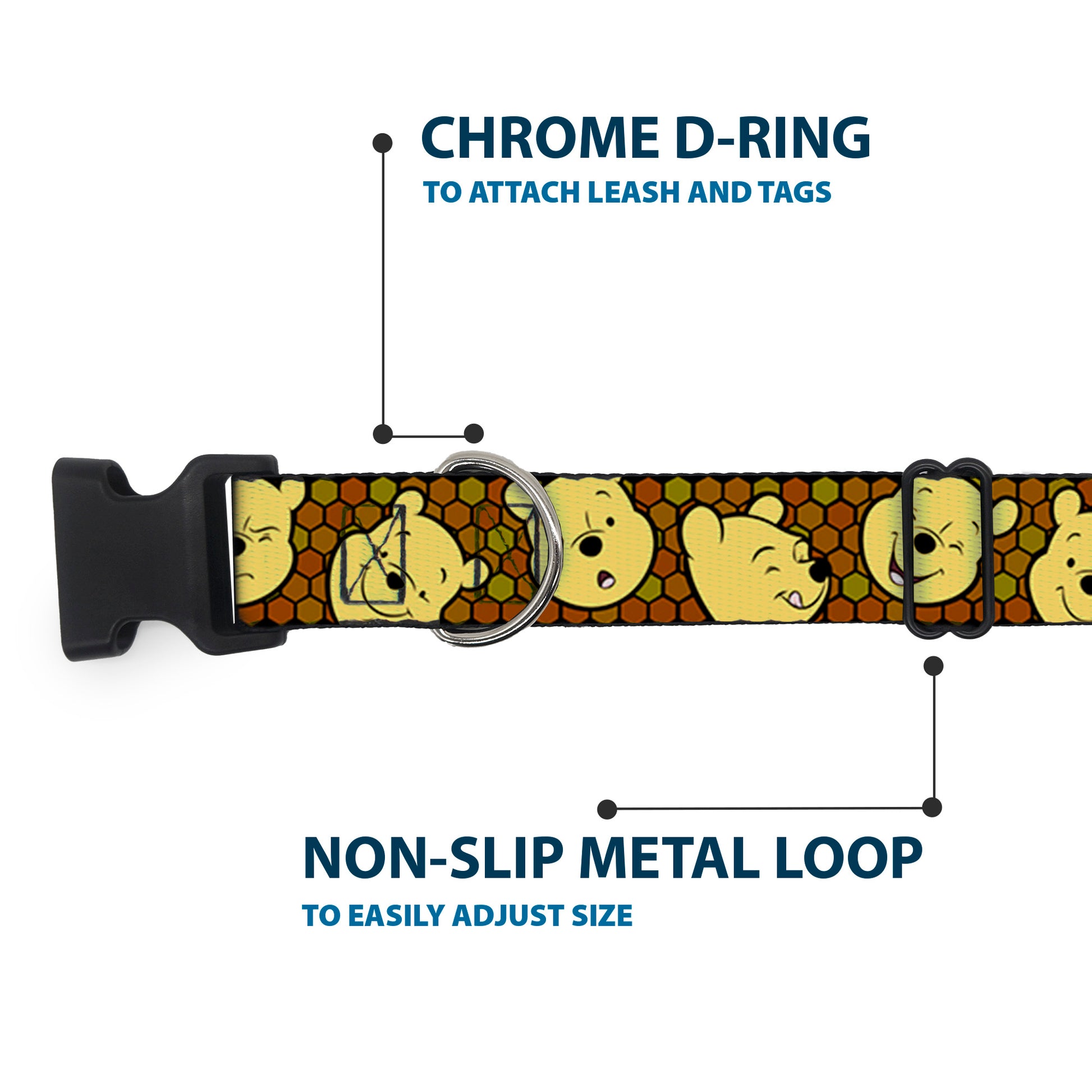 Plastic Clip Collar - Winnie the Pooh Expressions/Honeycomb Black/Browns Plastic Clip Collars Disney