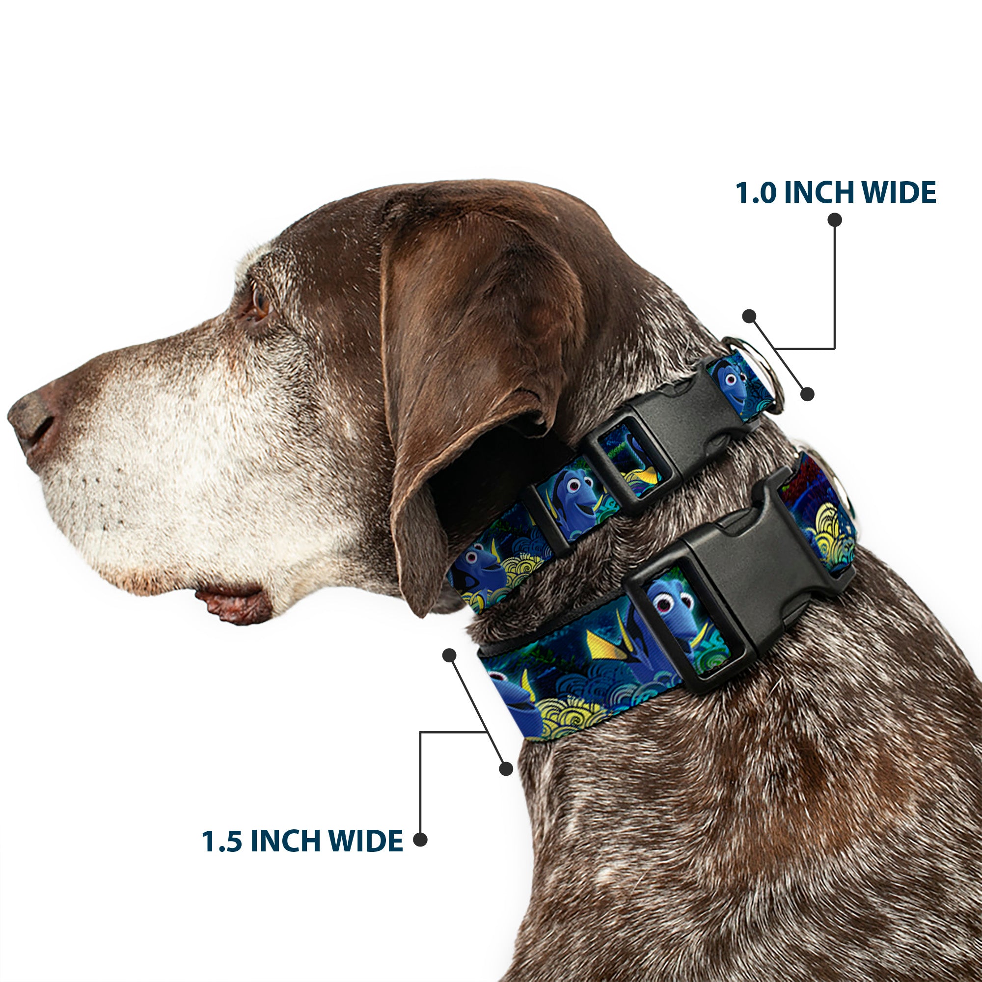 Plastic Clip Collar - Dory Poses/Swirls Blues/Yellows Plastic Clip Collars Disney