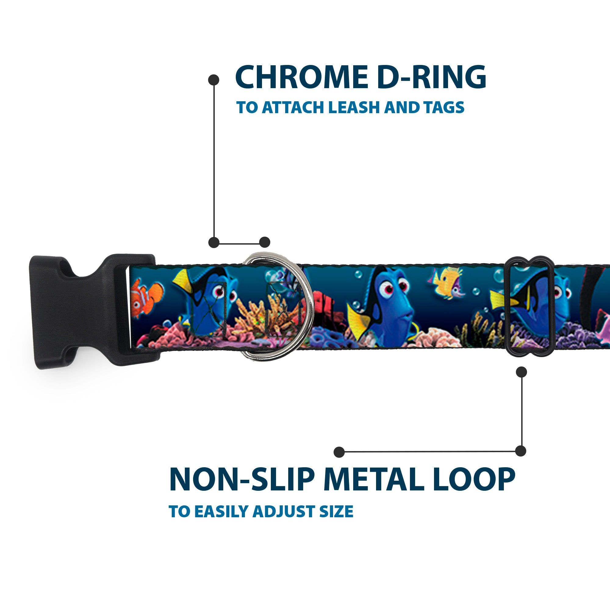 Plastic Clip Collar - Dory Poses & Friends Under the Sea Plastic Clip Collars Disney
