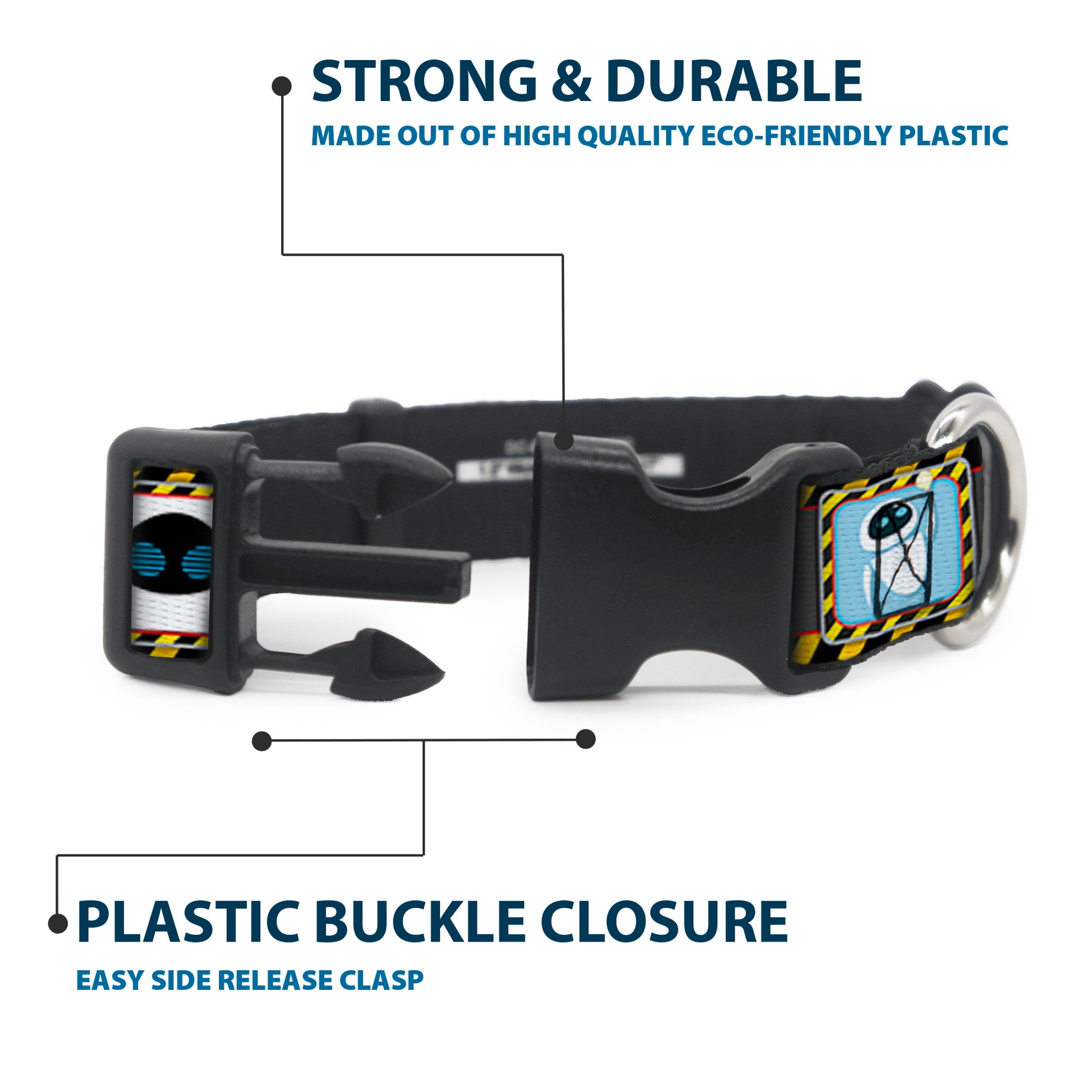 Plastic Clip Collar - WALL-E & EVE Pose/Face Hazard Blocks Gray/Yellow/Black Plastic Clip Collars Disney