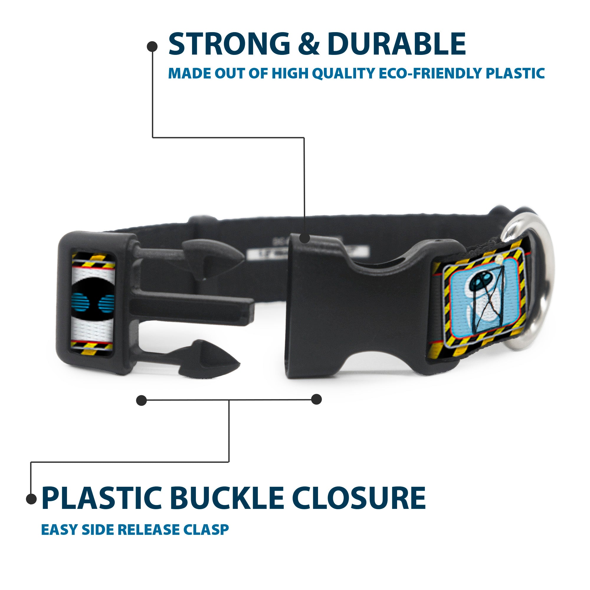Plastic Clip Collar - WALL-E & EVE Pose/Face Hazard Blocks Gray/Yellow/Black Plastic Clip Collars Disney