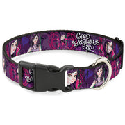 Plastic Clip Collar - Descendants Mal 3-Poses GOOD ISN'T ALWAYS/Hearts/Dragons EASY Purples/Pinks Plastic Clip Collars Disney