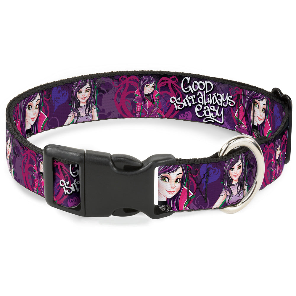 Plastic Clip Collar - Descendants Mal 3-Poses GOOD ISN'T ALWAYS/Hearts/Dragons EASY Purples/Pinks Plastic Clip Collars Disney