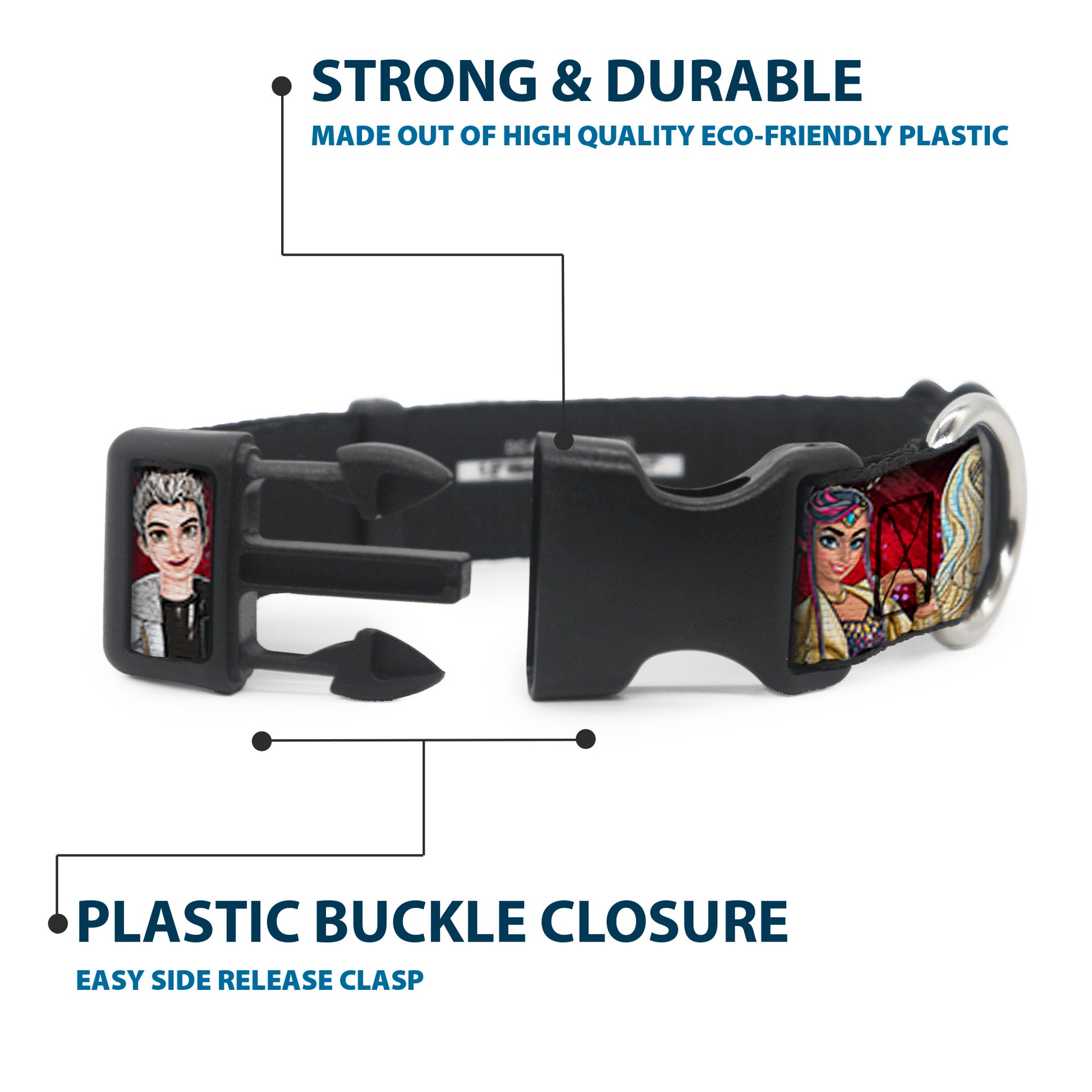 Plastic Clip Collar - Descendants 11-Character Group Pose Reds/Gray Plastic Clip Collars Disney
