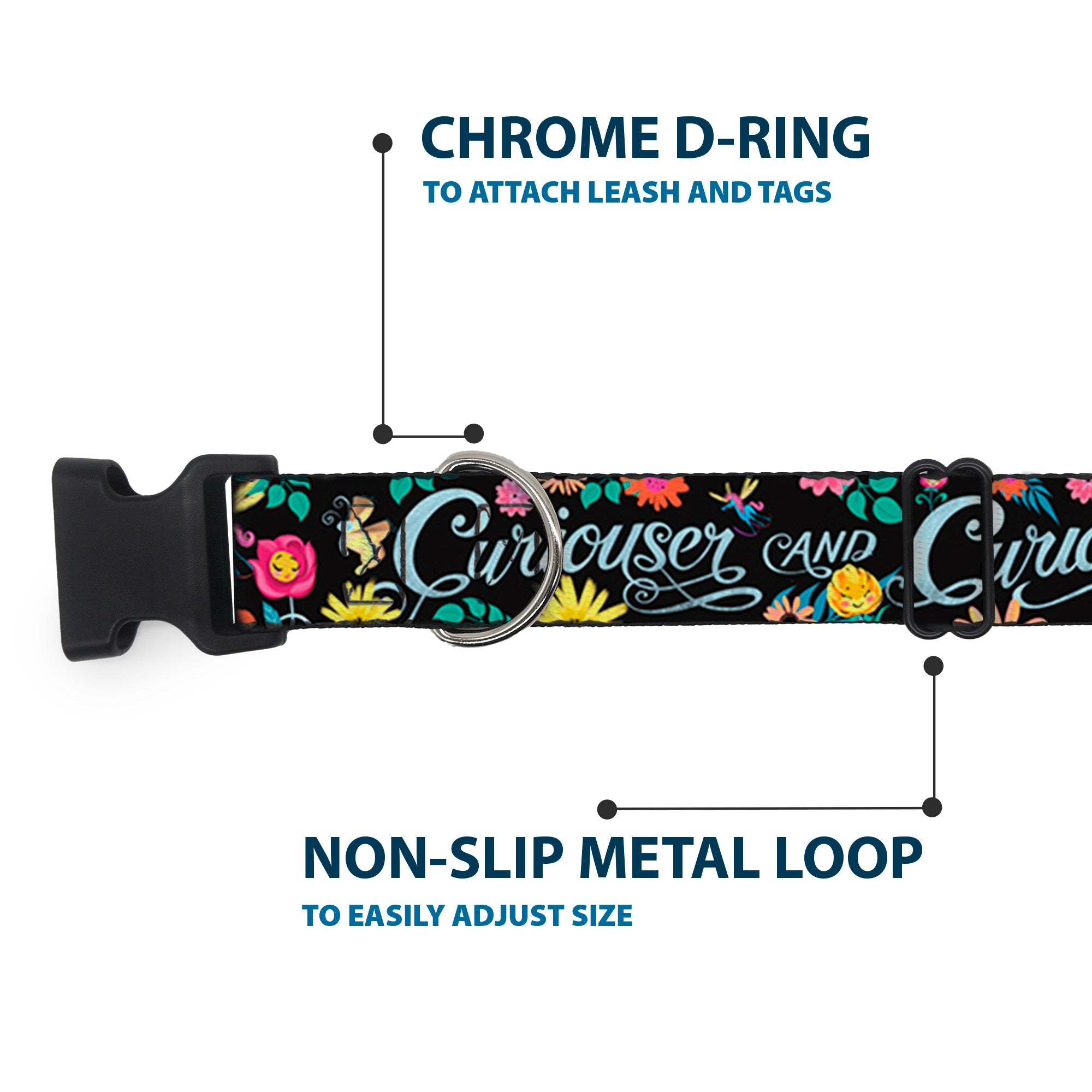 Plastic Clip Collar - CURIOUSER AND CURIOUSER/Flowers of Wonderland Collage Plastic Clip Collars Disney