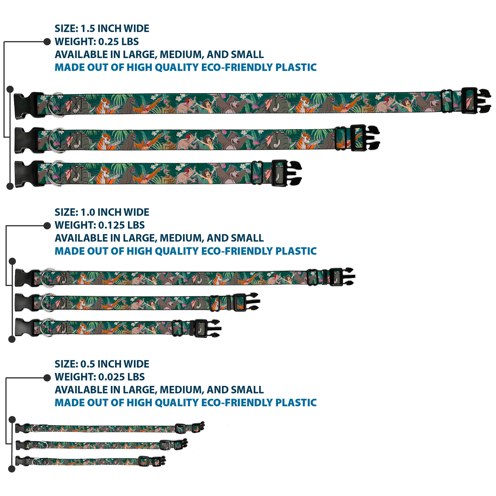 Plastic Clip Collar - The Jungle Book 8-Character Group Greens Plastic Clip Collars Disney