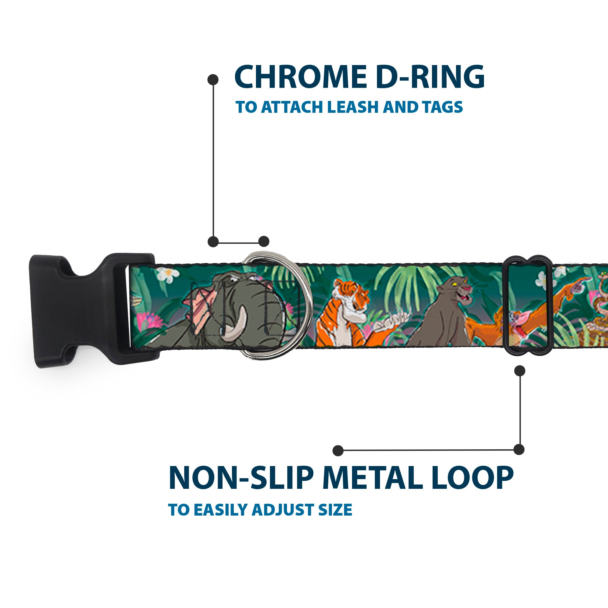 Plastic Clip Collar - The Jungle Book 8-Character Group Greens Plastic Clip Collars Disney