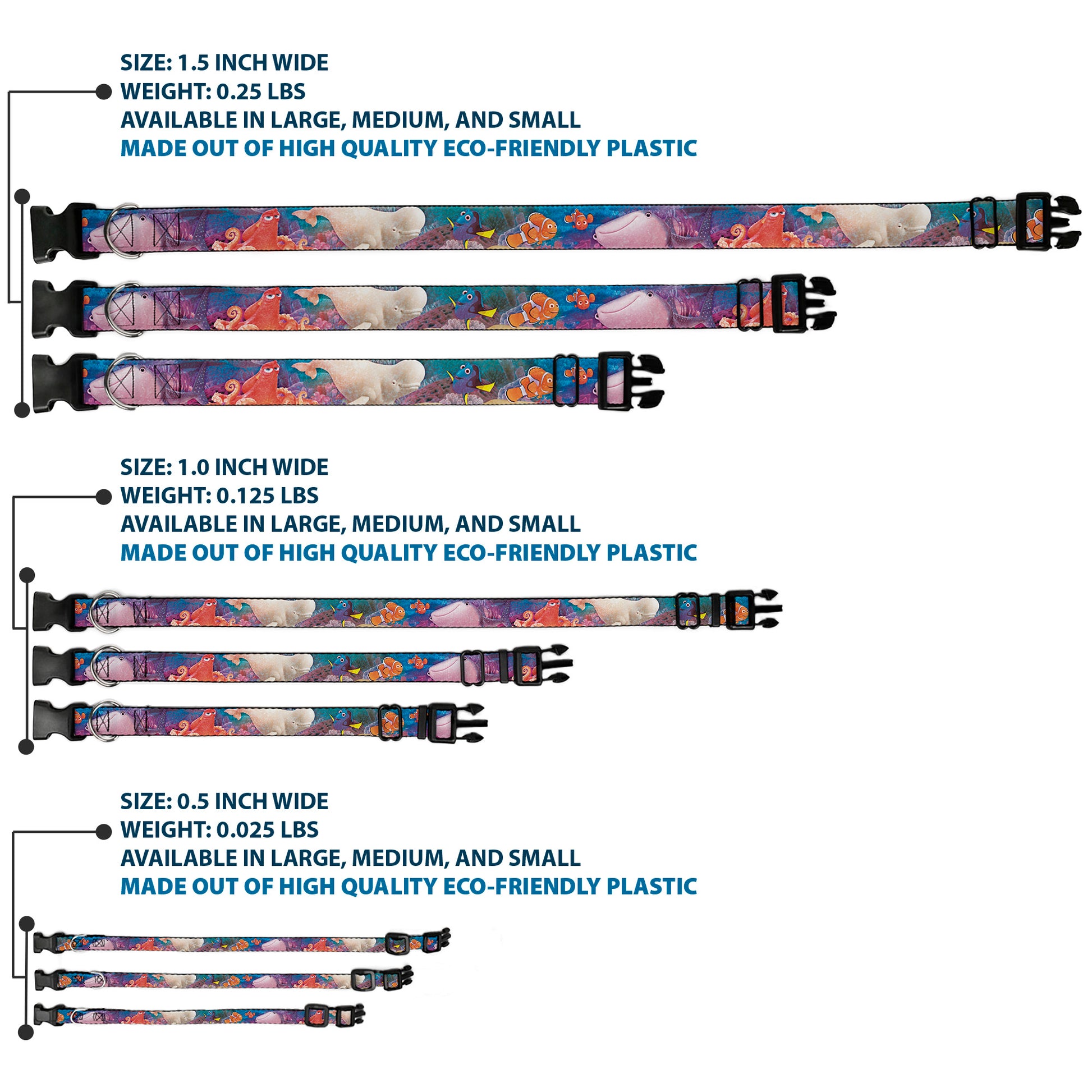 Plastic Clip Collar - Dory & 5-Friends Under the Sea Plastic Clip Collars Disney