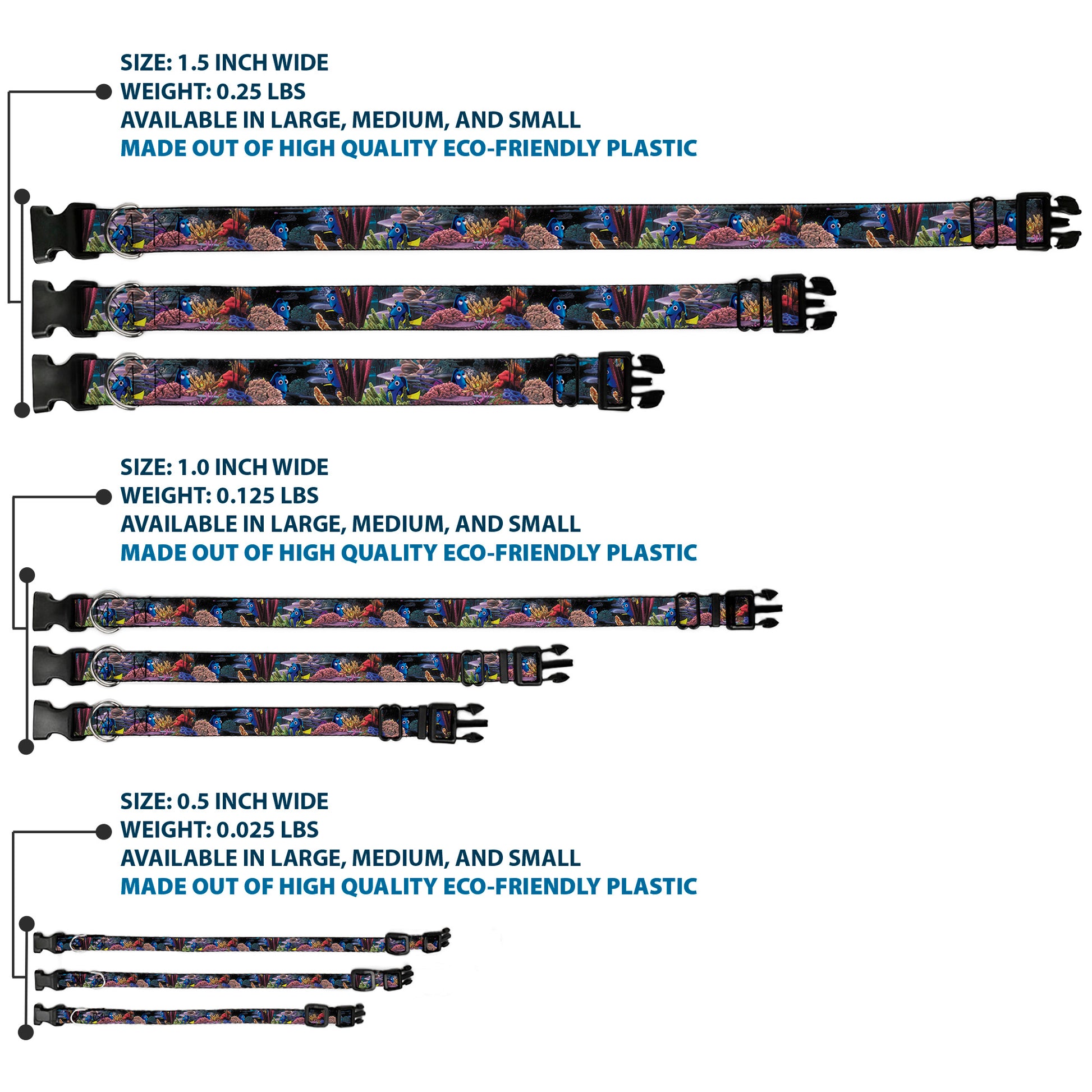 Plastic Clip Collar - Dory 4-Hiding Poses Under the Sea Plastic Clip Collars Disney