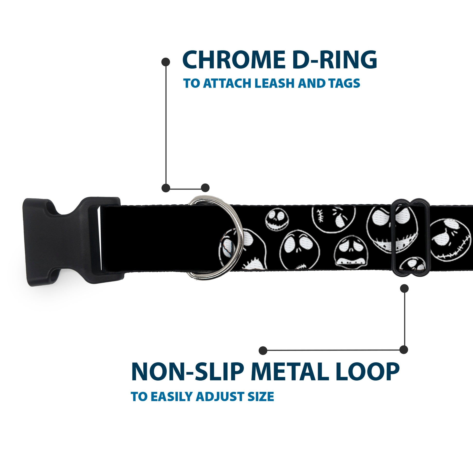 Plastic Clip Collar - Jack Outline Expressions Scattered Black/White Plastic Clip Collars Disney