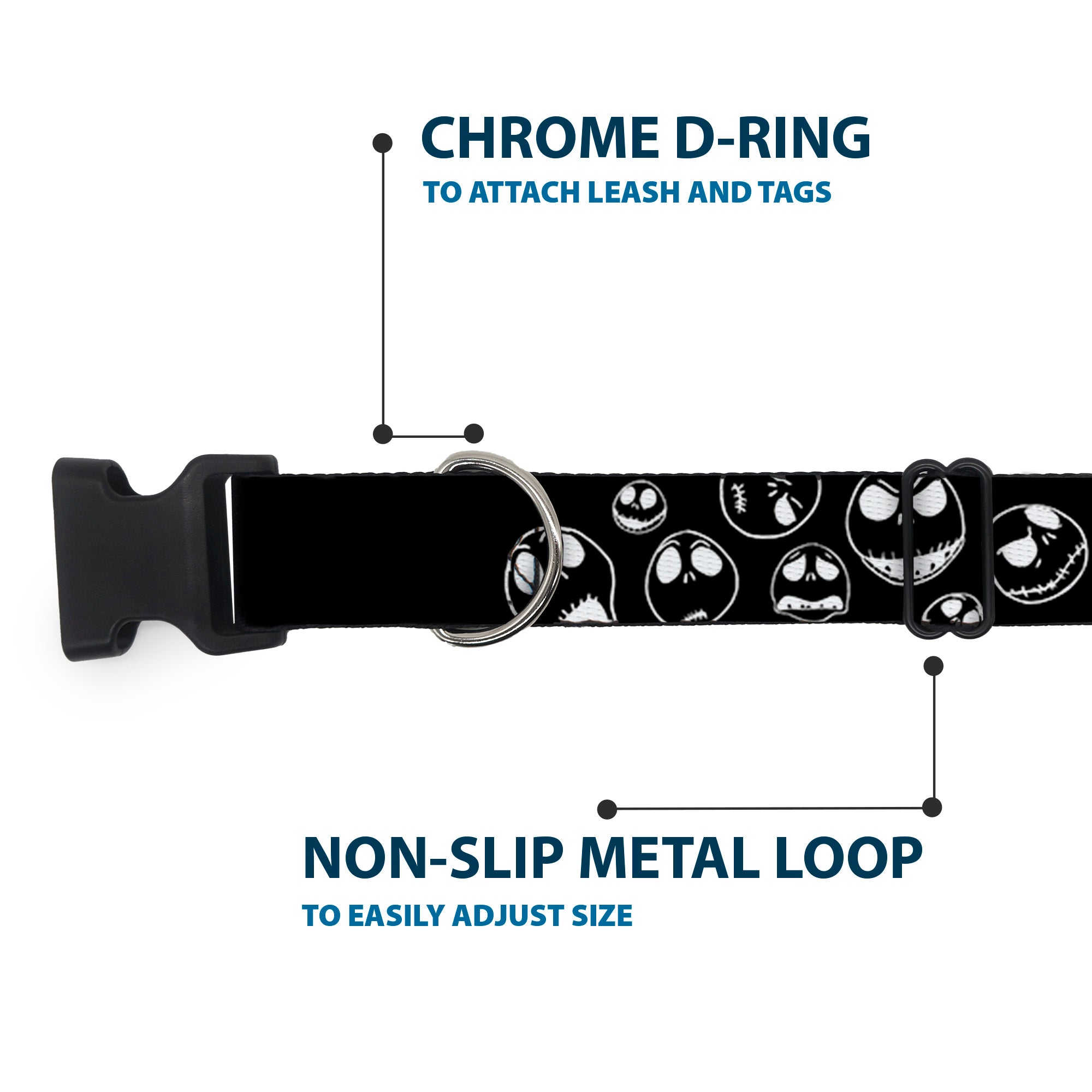 Plastic Clip Collar - Jack Outline Expressions Scattered Black/White Plastic Clip Collars Disney