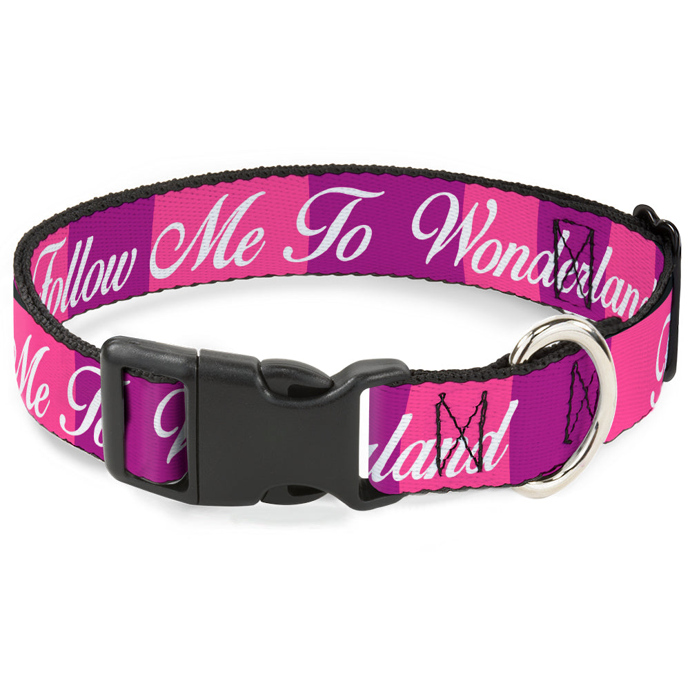 Plastic Clip Collar - Cheshire Cat Stripe/FOLLOW ME TO WONDERLAND Pink/Purple/White Plastic Clip Collars Disney