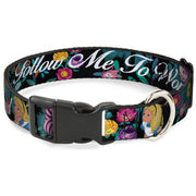 Plastic Clip Collar - Alice/Cheshire Cat/Flowers Poses2/FOLLOW ME TO WONDERLAND Black/Multi Color/White Plastic Clip Collars Disney