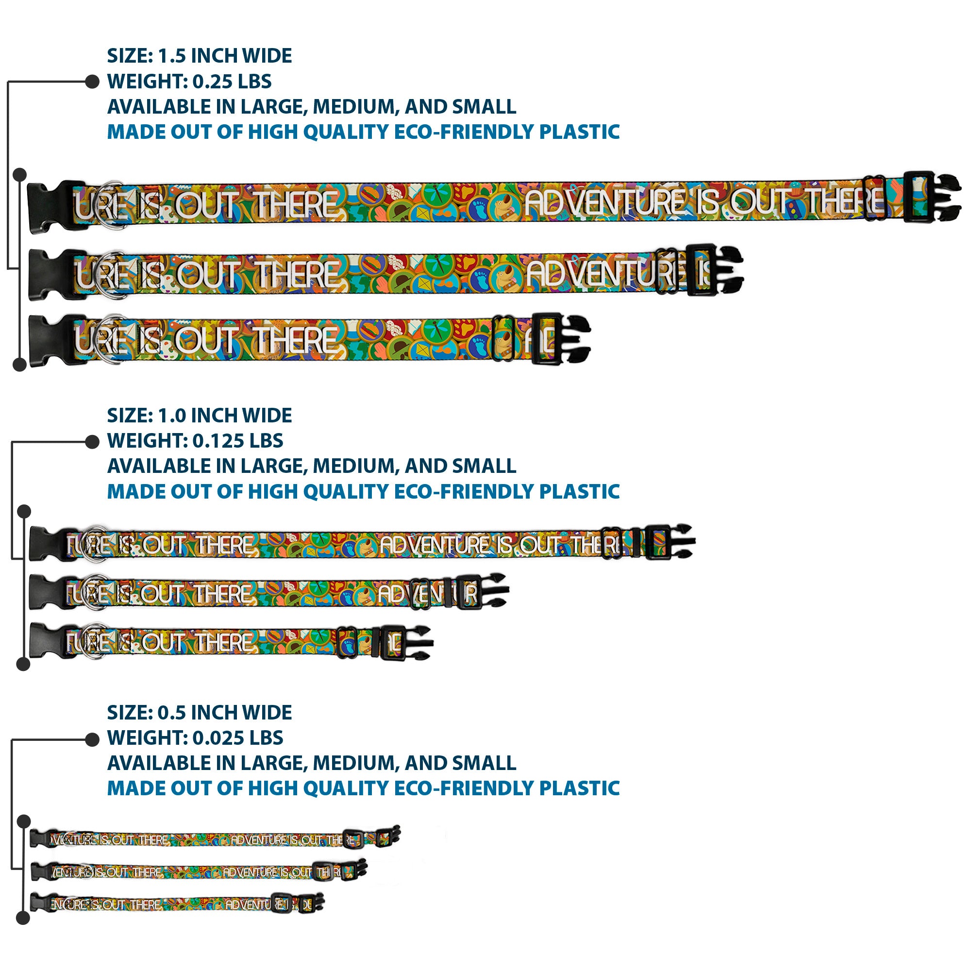 Plastic Clip Collar - ADVENTURE IS OUT THERE/Stacked Wilderness Explorer Badges Tan/Multi Color/White Plastic Clip Collars Disney