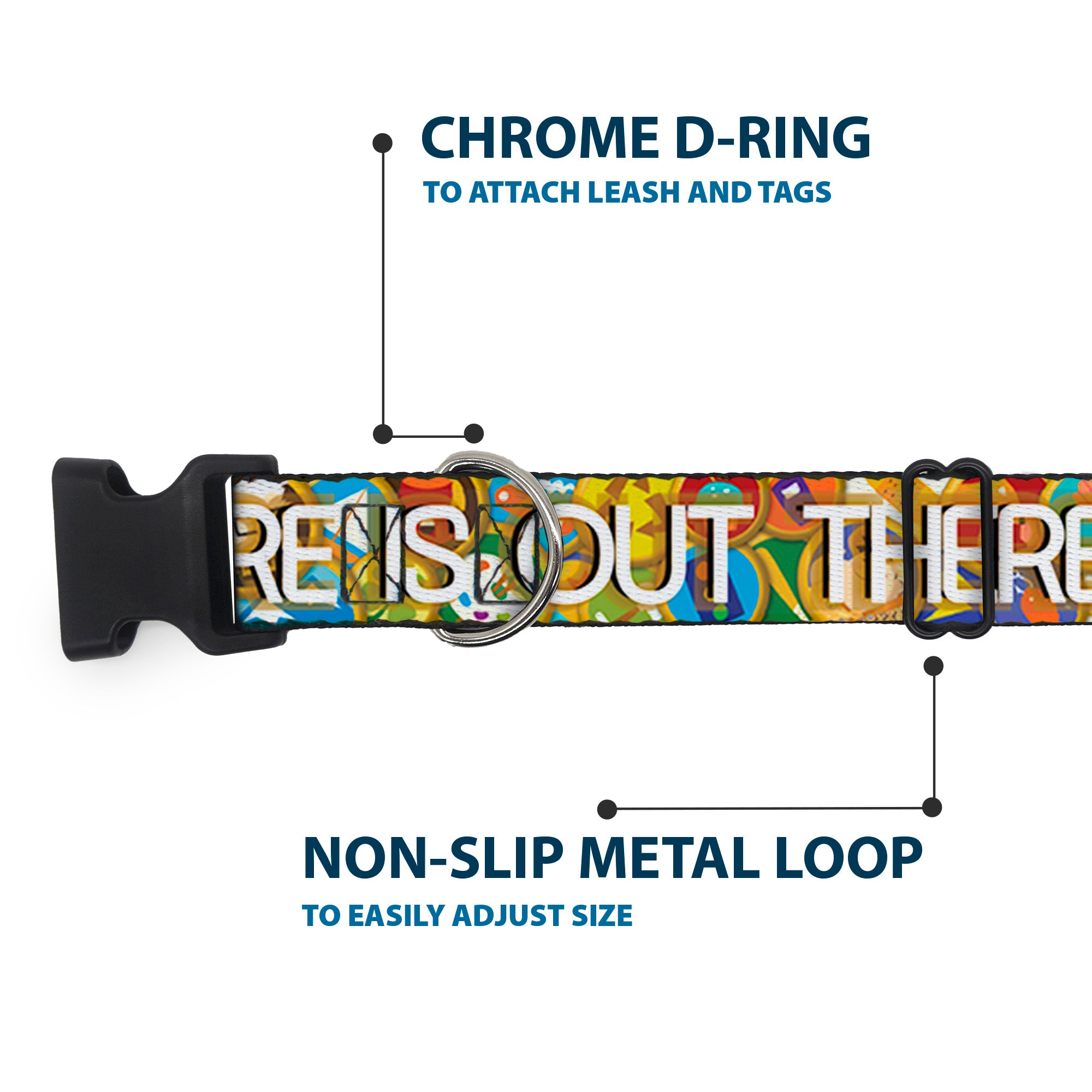 Plastic Clip Collar - ADVENTURE IS OUT THERE/Stacked Wilderness Explorer Badges Tan/Multi Color/White Plastic Clip Collars Disney