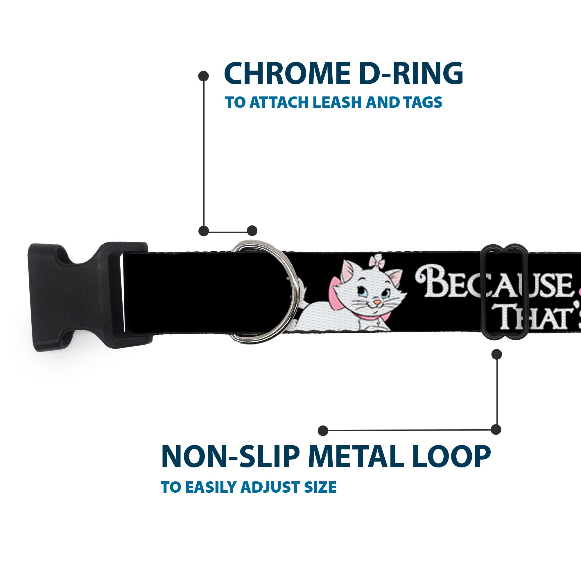 Plastic Clip Collar - Aristocats Marie 3-Poses BECAUSE I'M A LADY THAT'S WHY Black/White/Pink Plastic Clip Collars Disney