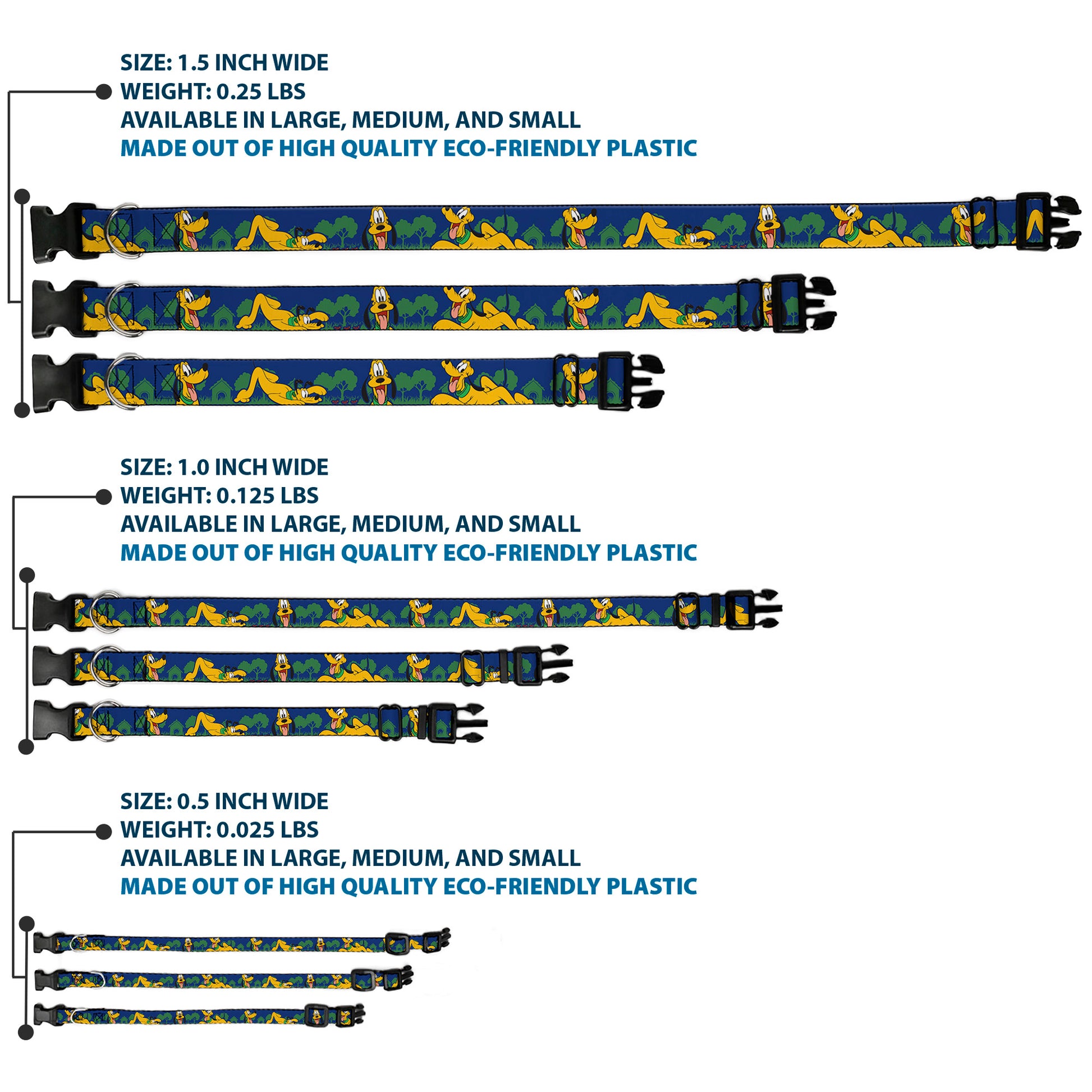 Plastic Clip Collar - Pluto 4-Poses/Landscape Blue/Green Plastic Clip Collars Disney