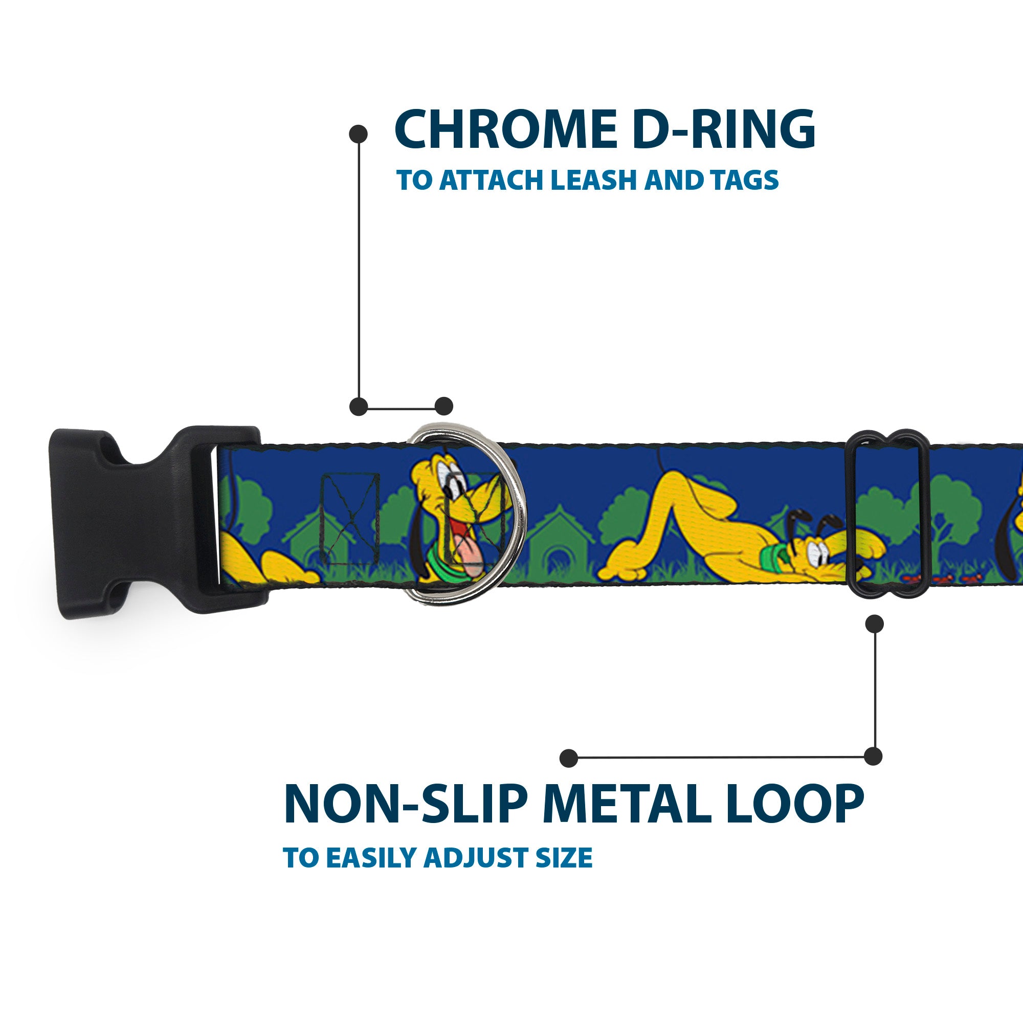 Plastic Clip Collar - Pluto 4-Poses/Landscape Blue/Green Plastic Clip Collars Disney