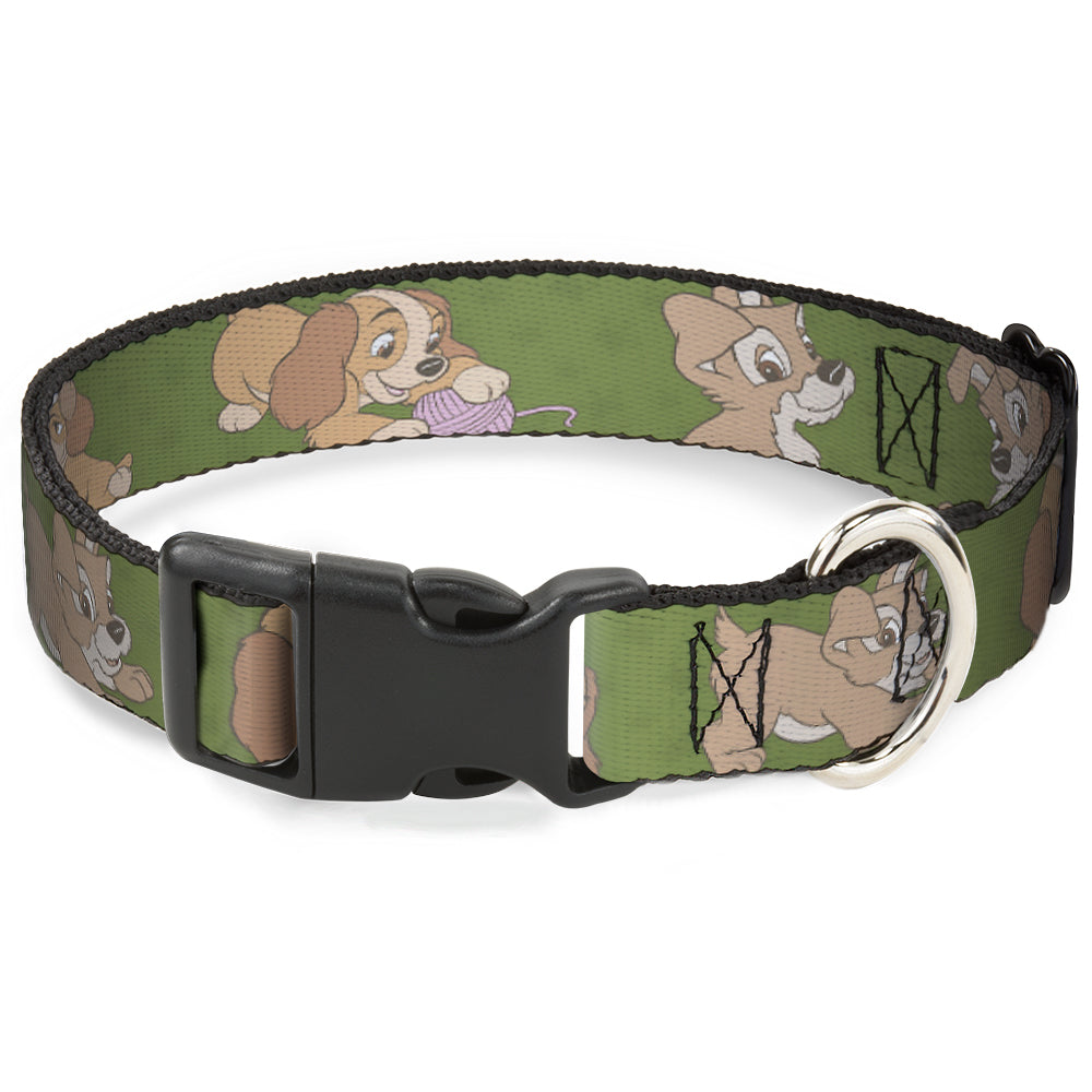 Plastic Clip Collar - Lady and Tramp 6-Poses Olive Green Plastic Clip Collars Disney