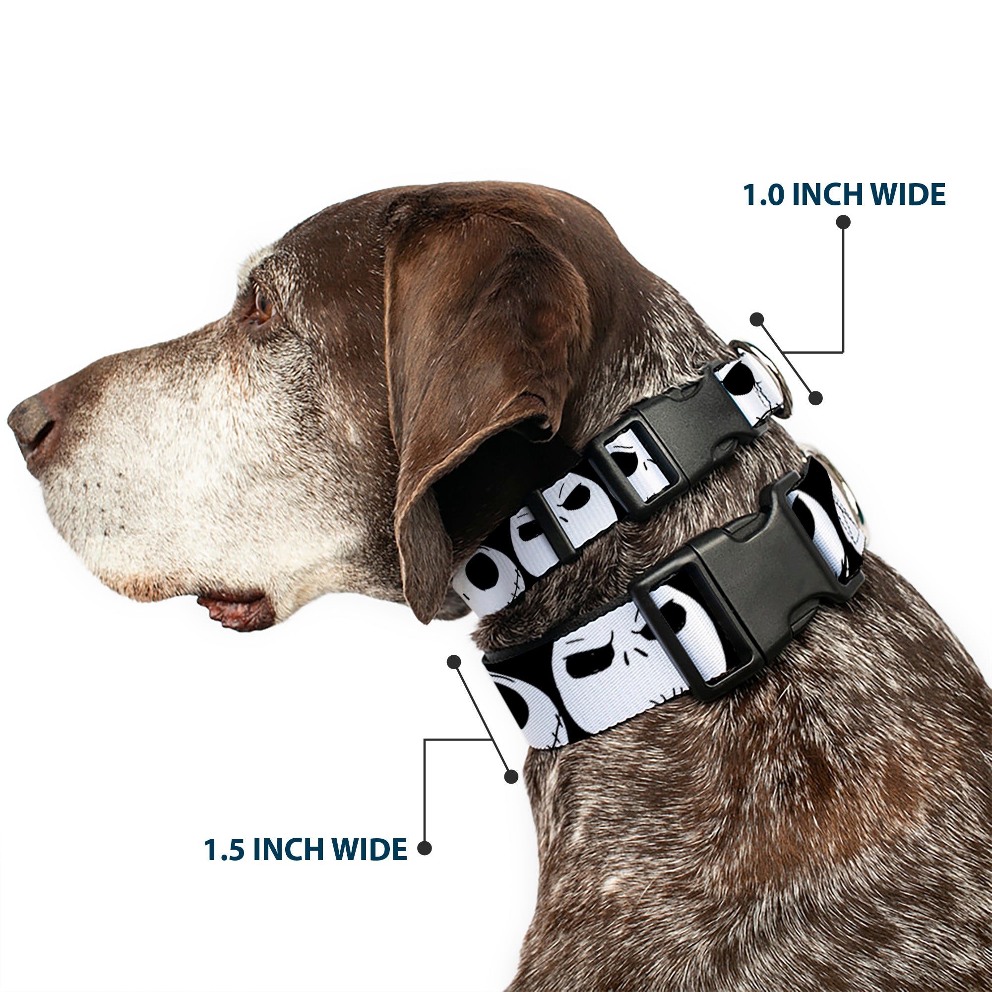 Plastic Clip Collar - Nightmare Before Christmas 7-Jack Expressions CLOSE-UP Black/White Plastic Clip Collars Disney