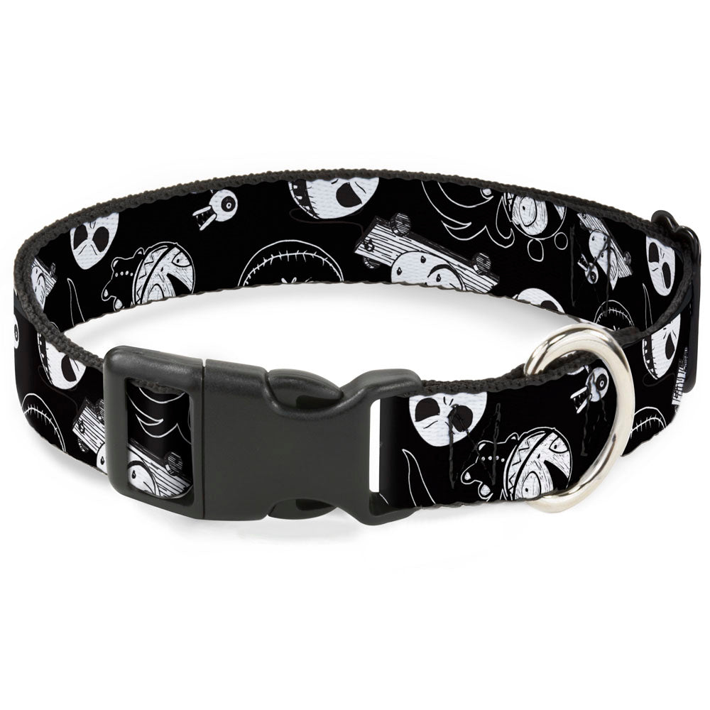 Plastic Clip Collar - Nightmare Before Christmas Jack Expressions/Scary Teddy/Killer Duck Collage Black/White Plastic Clip Collars Disney