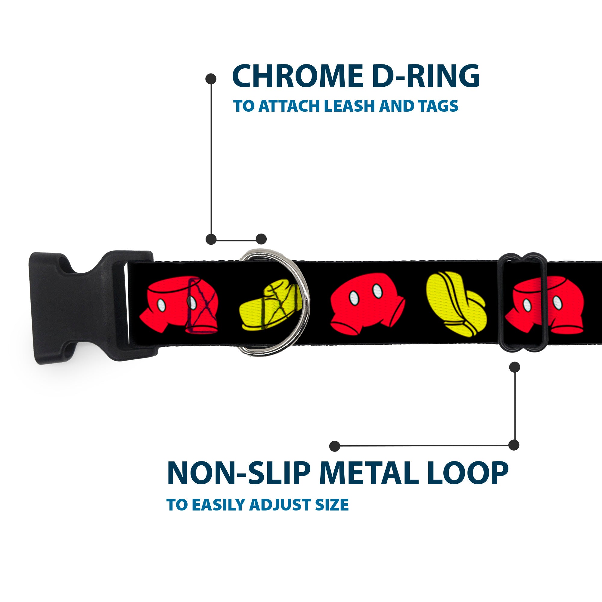 Plastic Clip Collar - Mickey Mouse Shorts and Shoes Black/Red/Yellow Plastic Clip Collars Disney