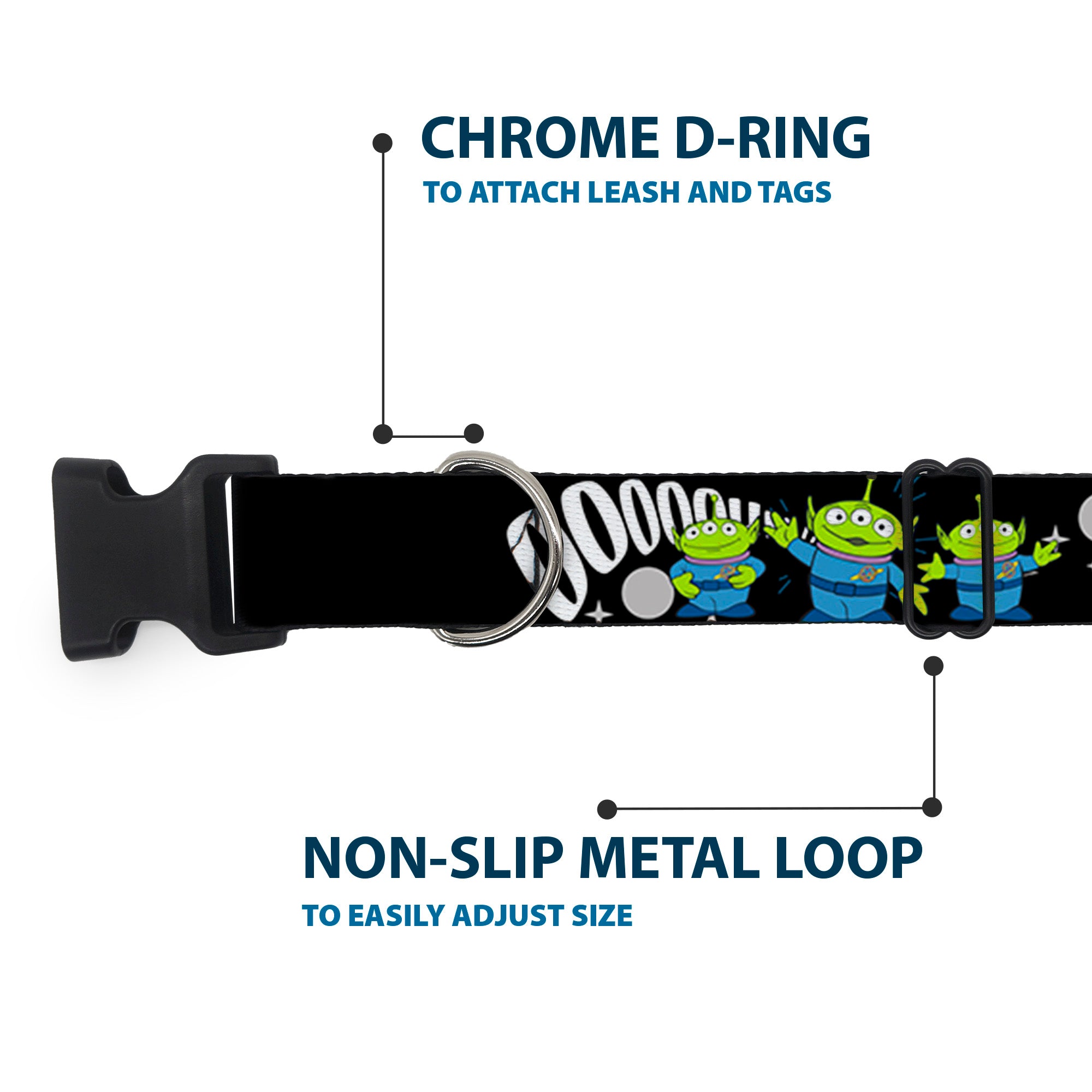 Plastic Clip Collar - Toy Story 3-Aliens OOOOOHHH Black/White/Gray Plastic Clip Collars Disney