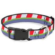 Plastic Clip Collar - Toy Story Buzz Lightyear Bounding Striping Red/White/Green/Purple Plastic Clip Collars Disney