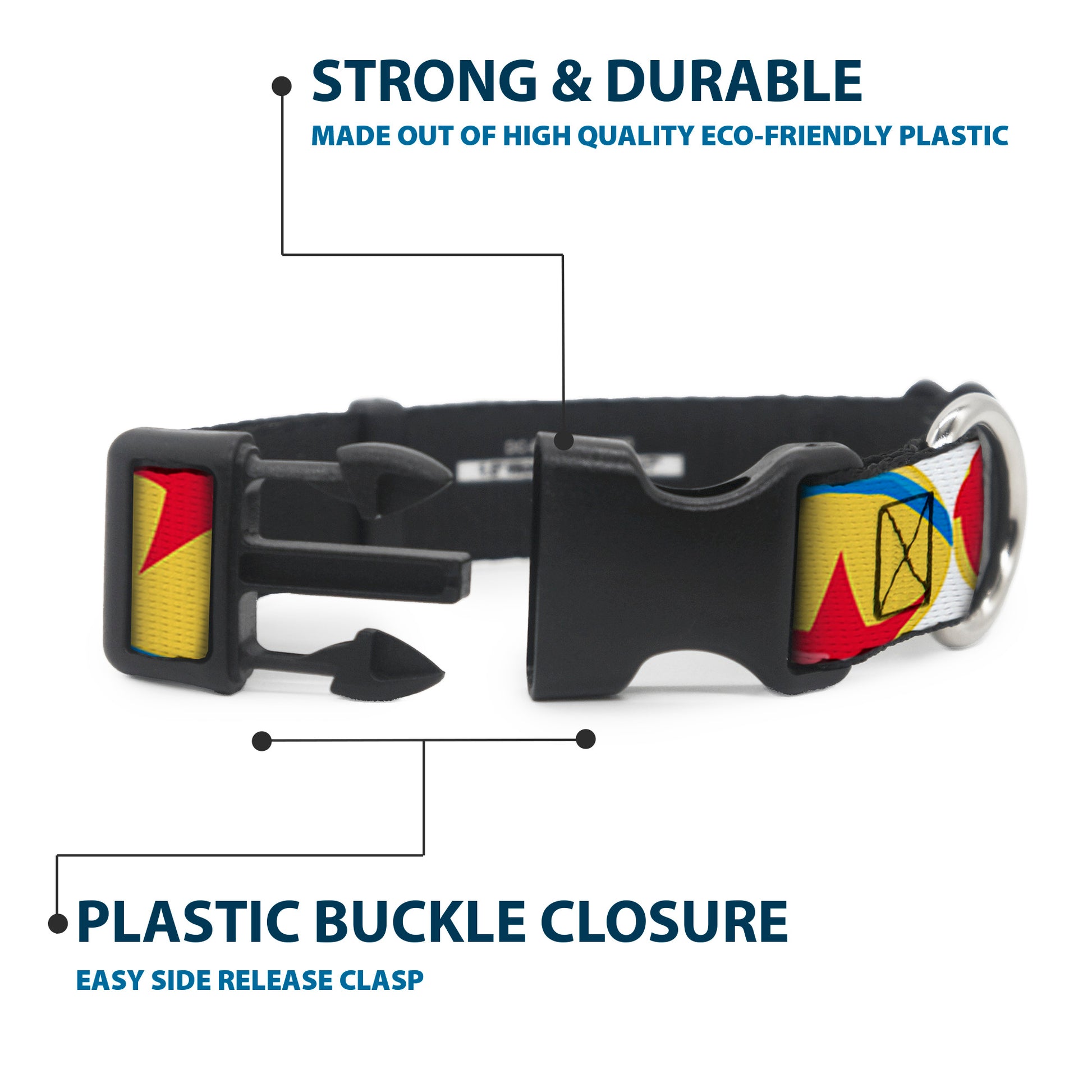 Plastic Clip Collar - Disney Pixar Luxo Ball Repeat White/Yellow/Blue/Red Plastic Clip Collars Disney