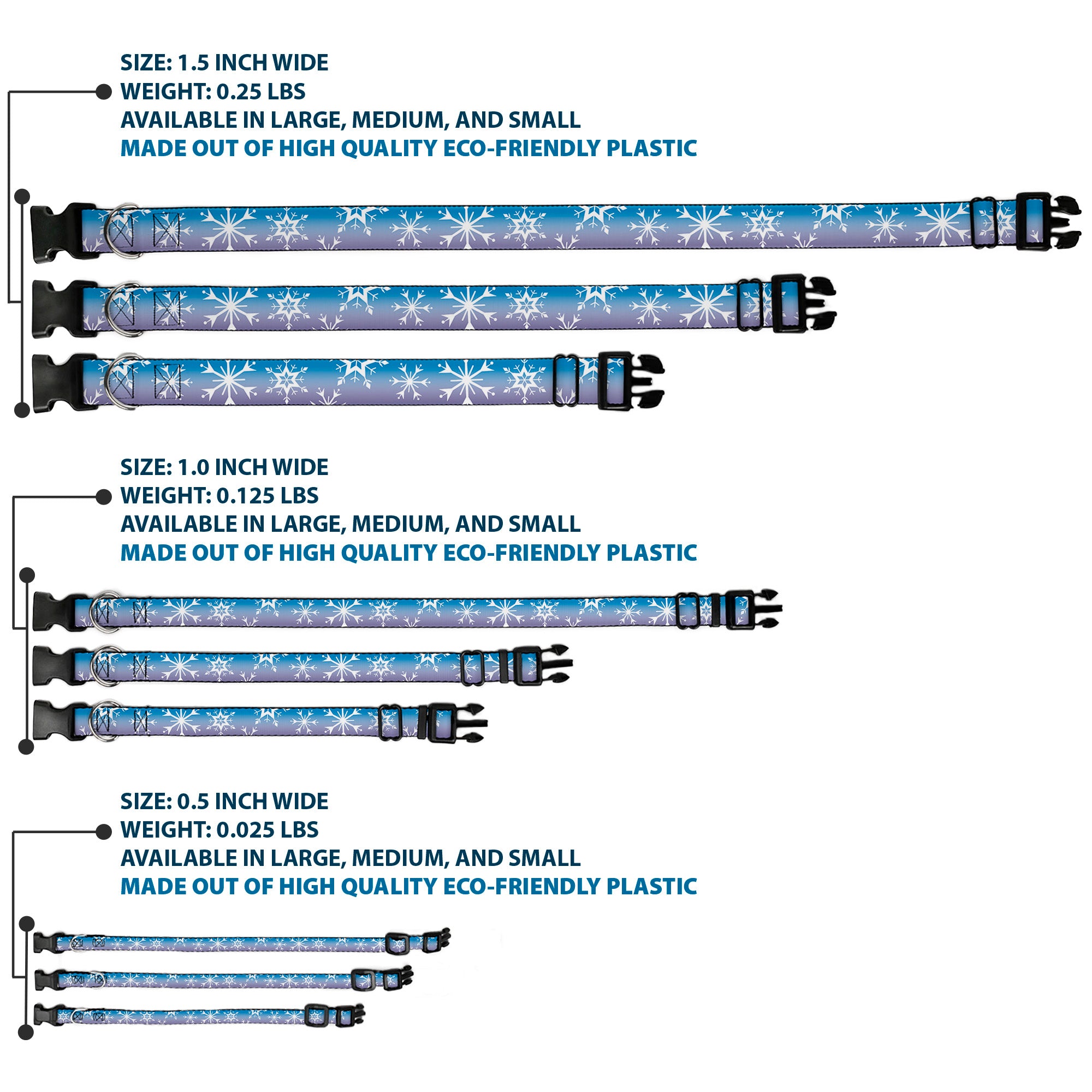 Plastic Clip Collar - Frozen II Snowflakes Blues/Purples/White Plastic Clip Collars Disney