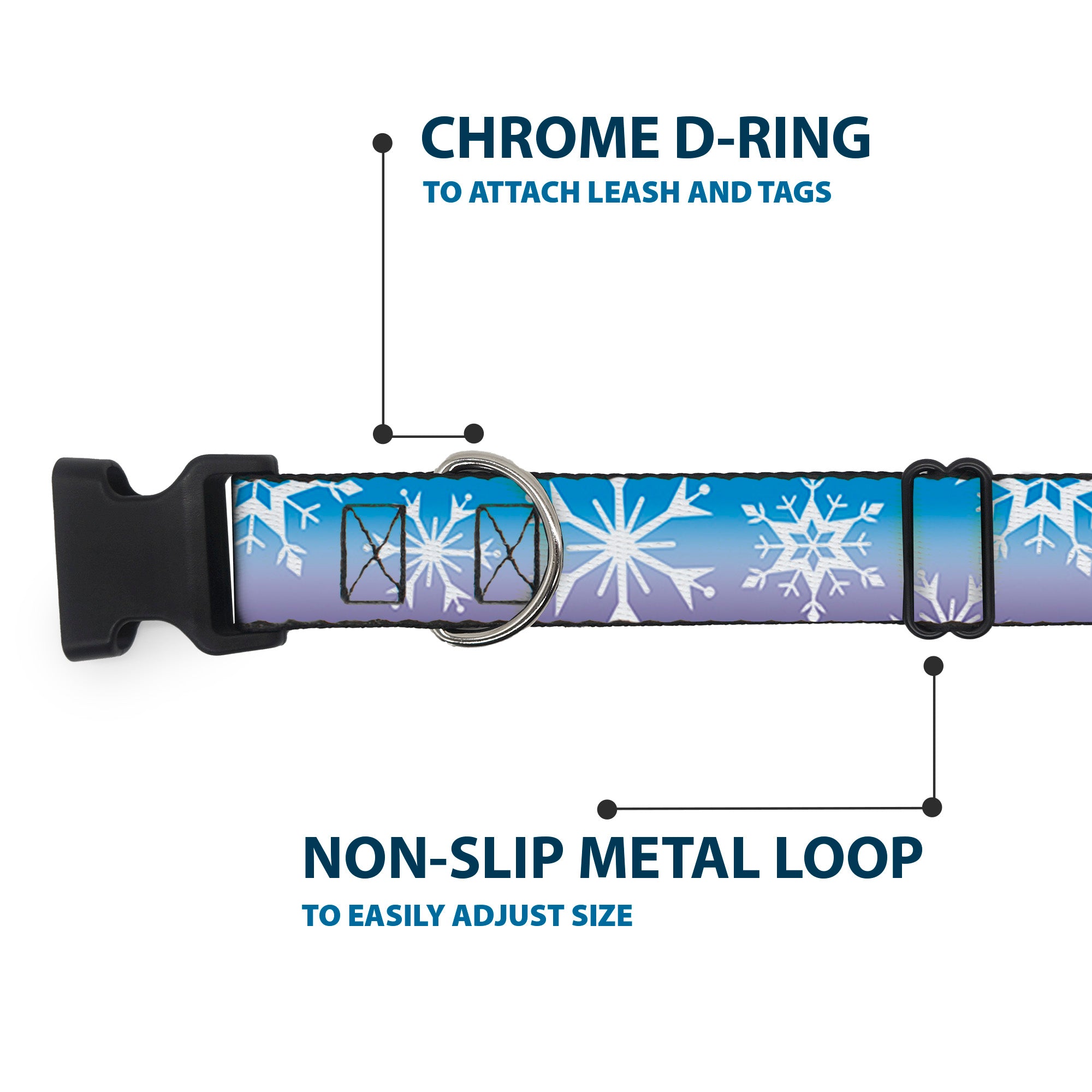 Plastic Clip Collar - Frozen II Snowflakes Blues/Purples/White Plastic Clip Collars Disney